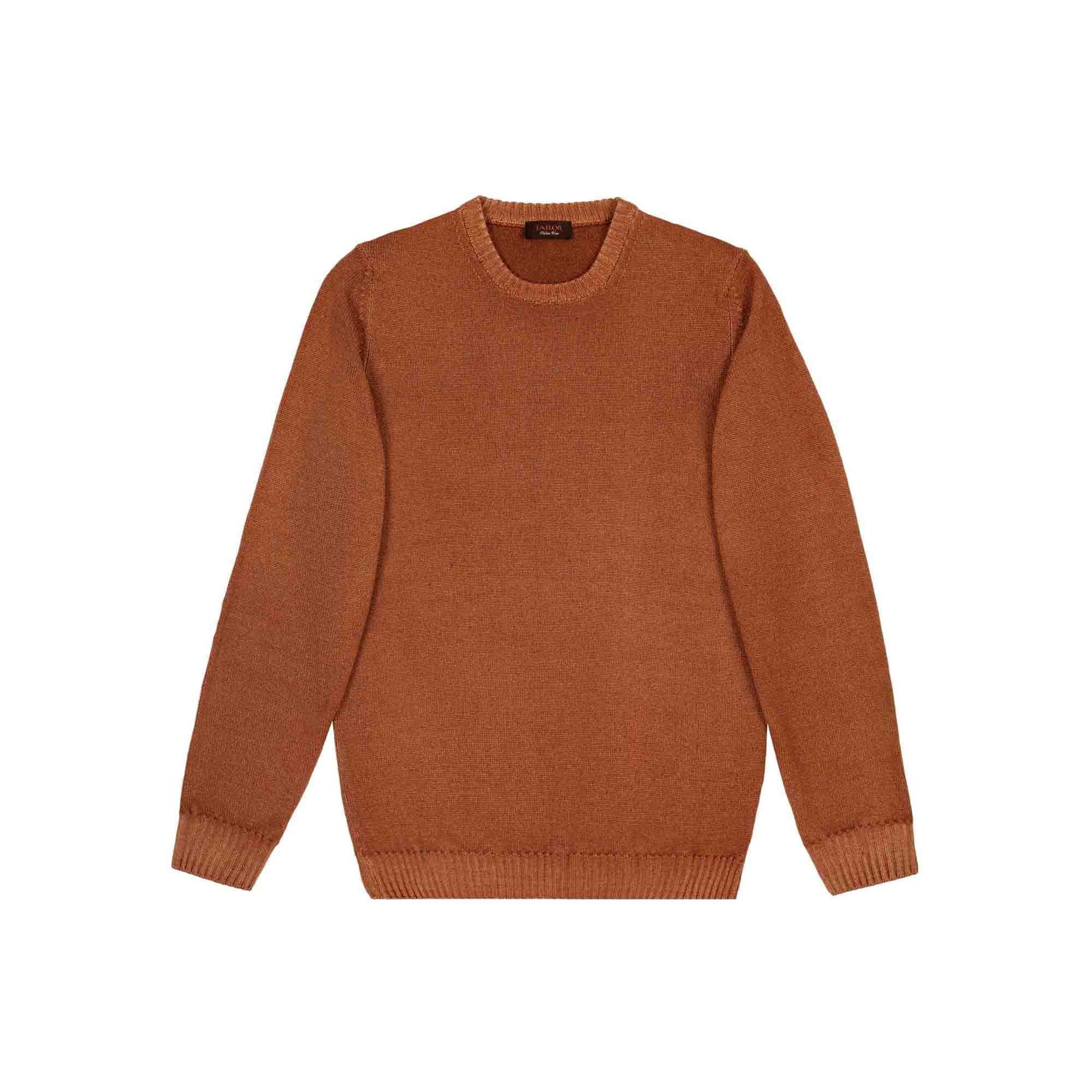 Men's Camel Wool Crew Neck Sweater