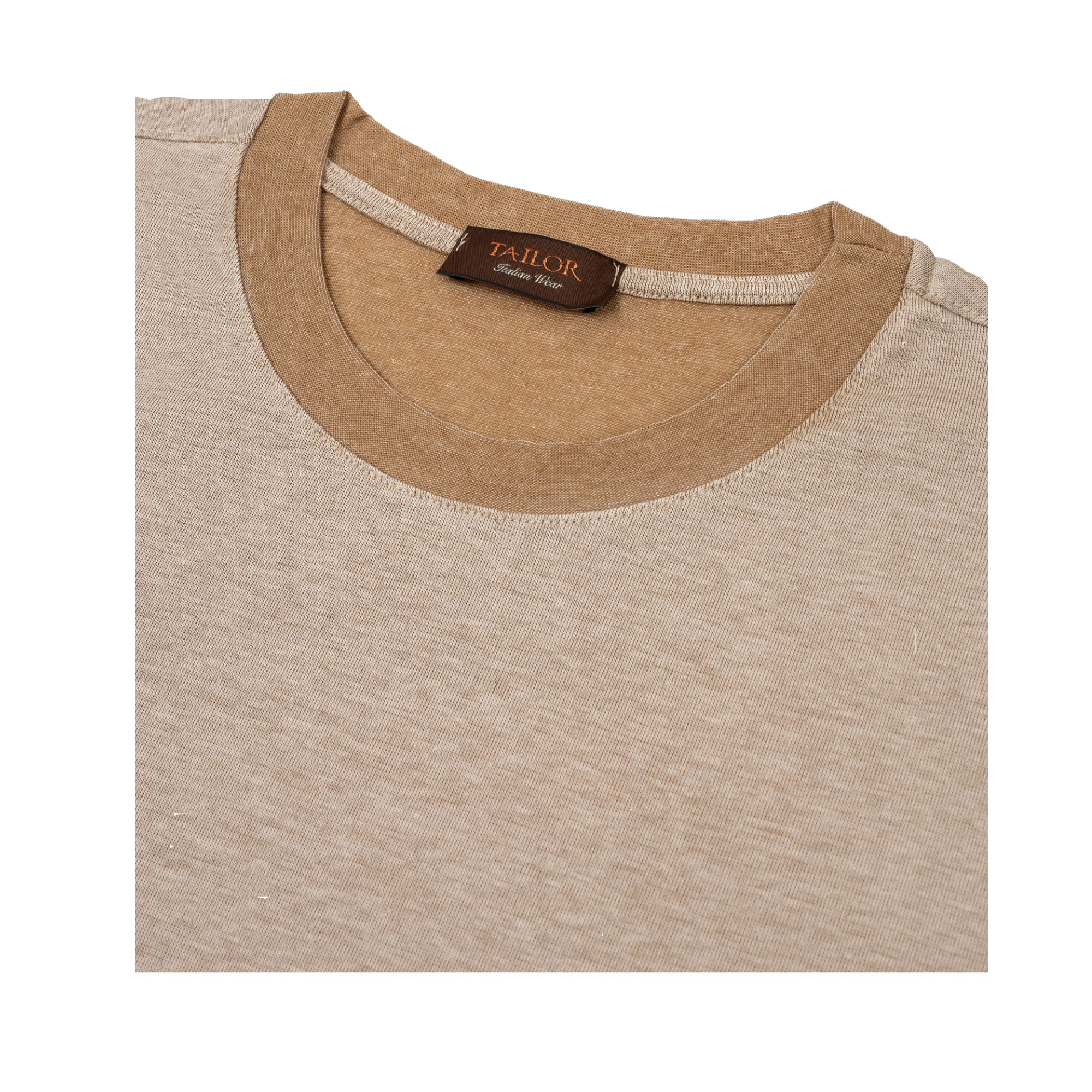 Men's Beige Crew Neck Cotton Sweater