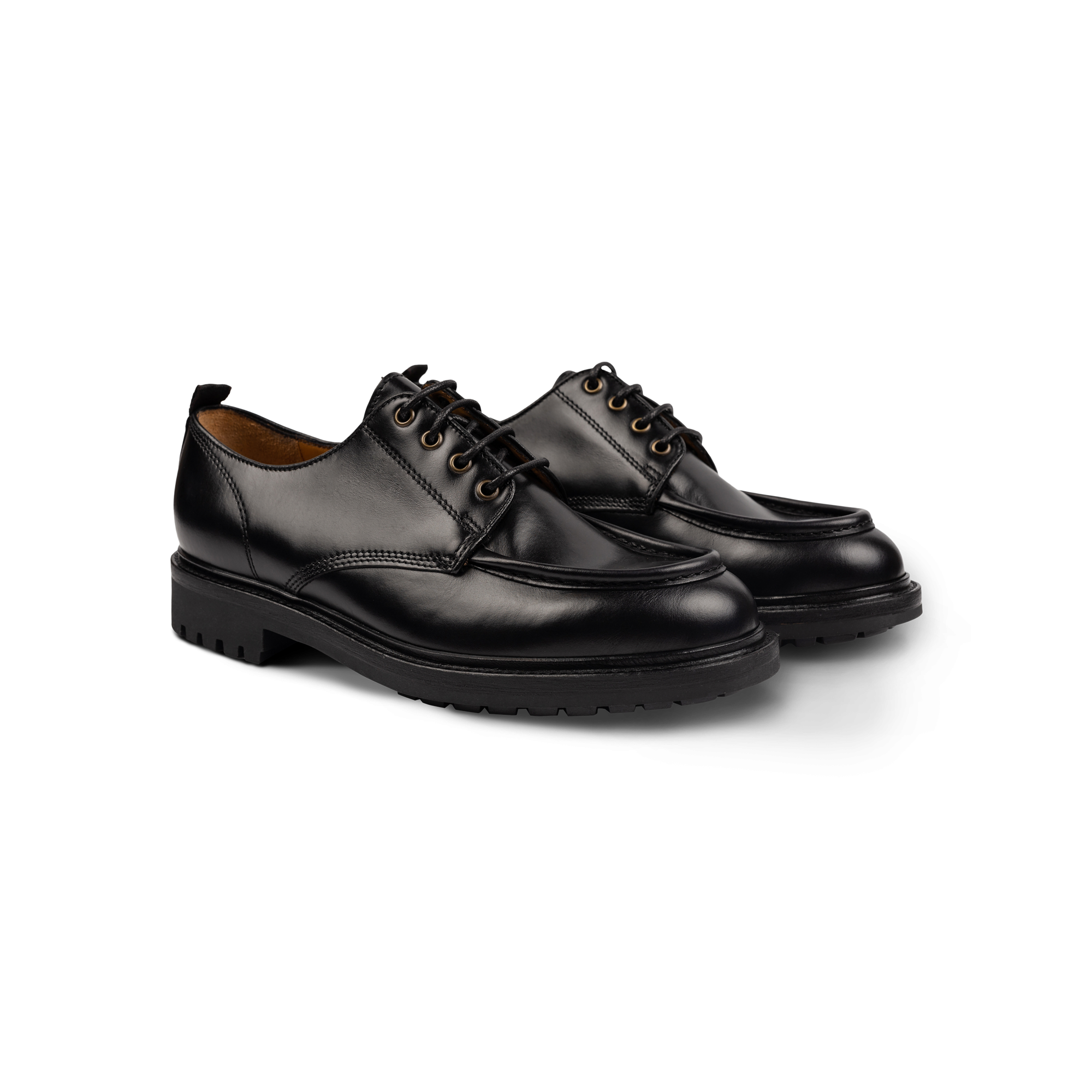 Men's Black Chunky Derby Shoes