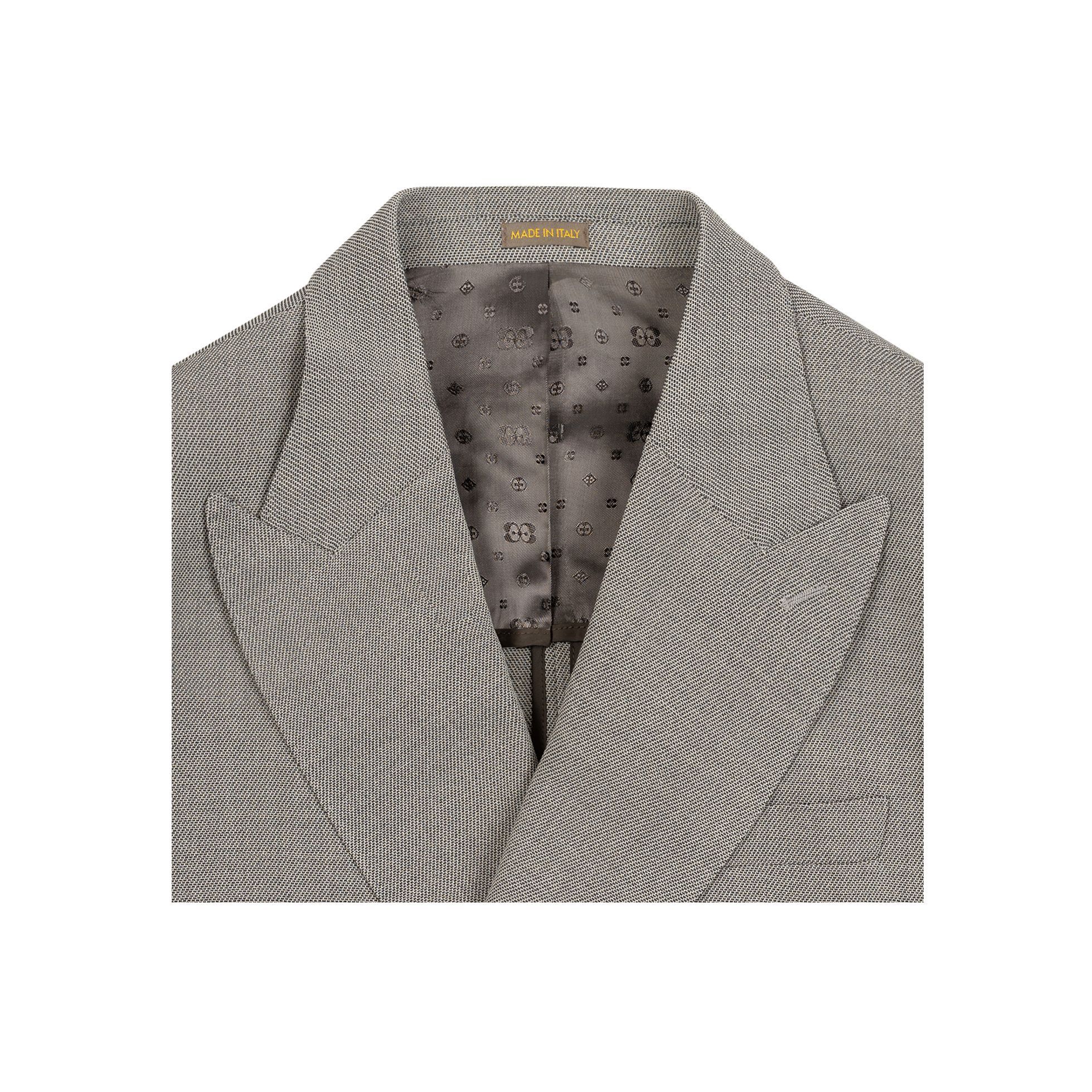 Grey Double-Breasted Suit Crepe Wool