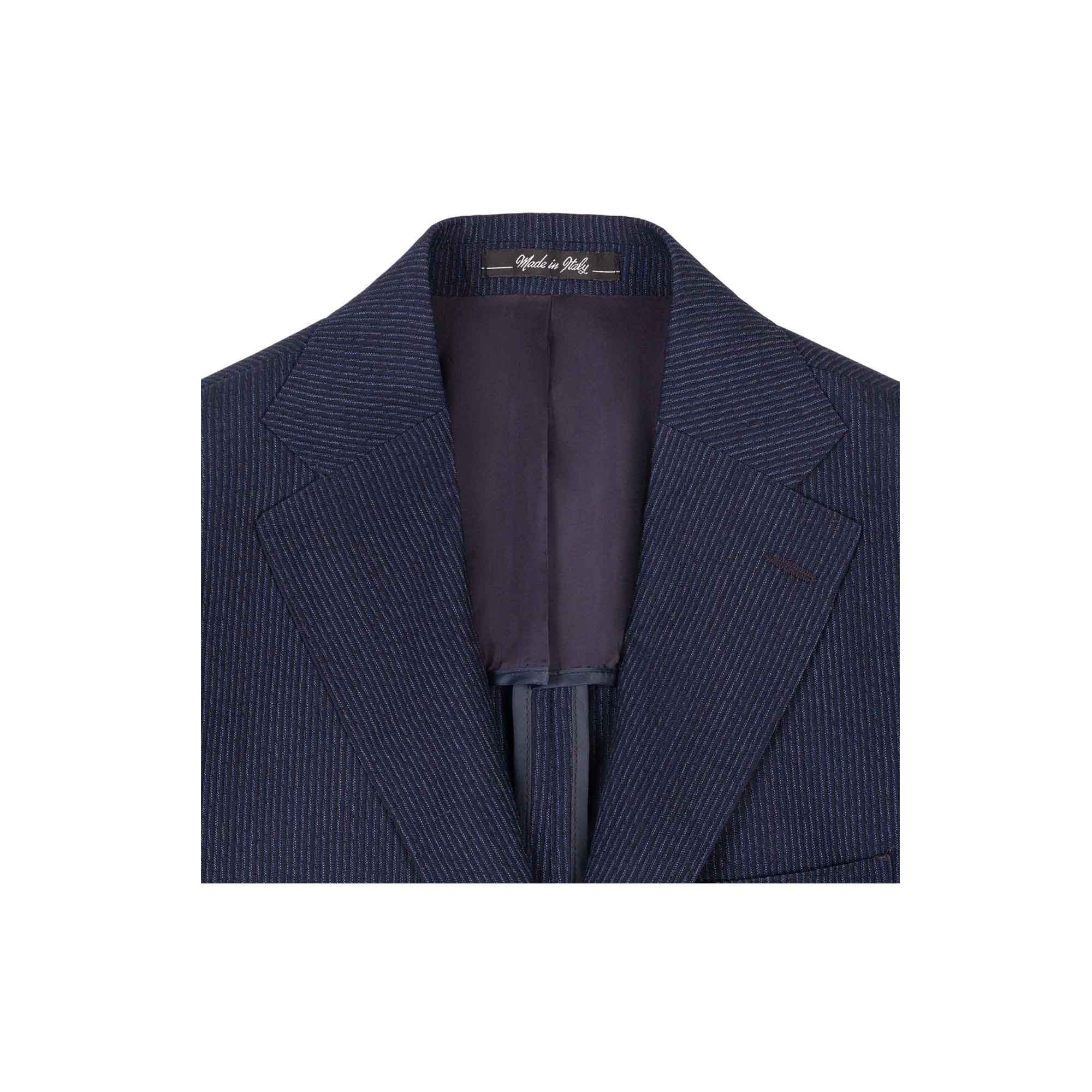 Men's Pinstripe Blue Wool Suit