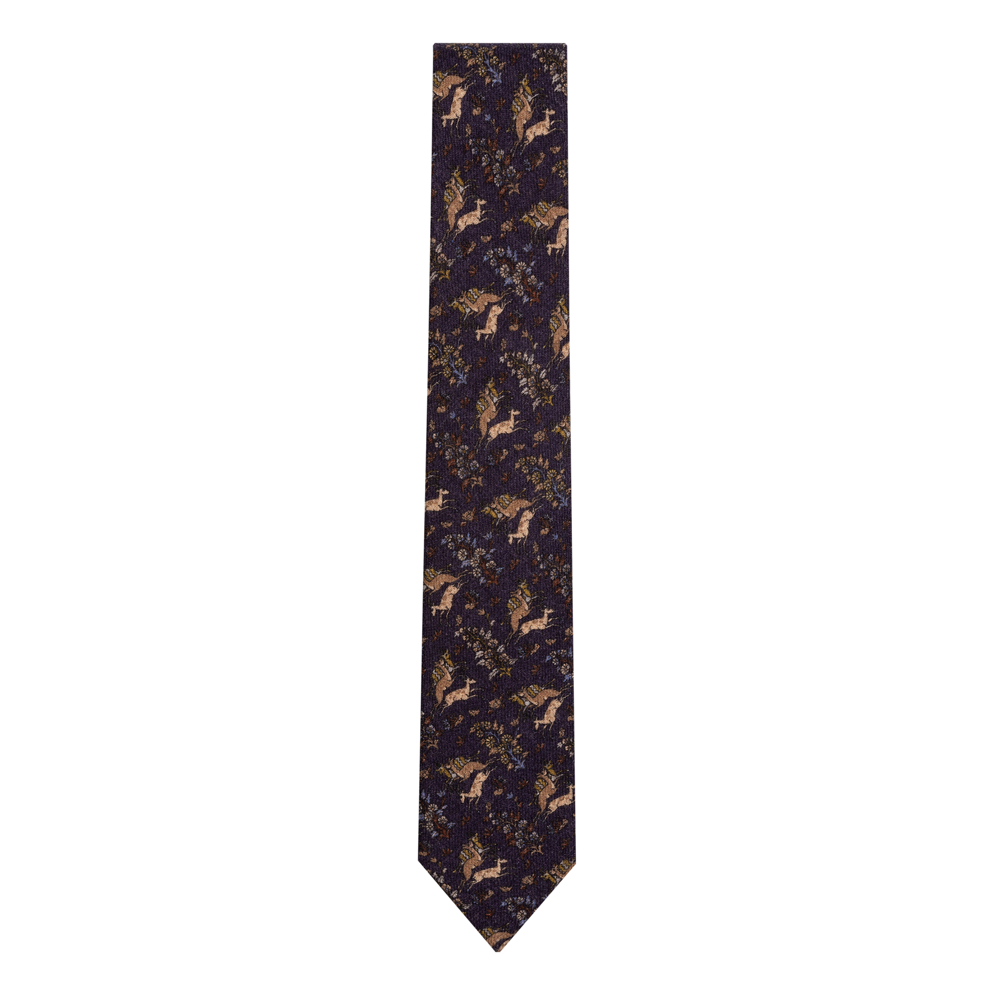 Deer Printed Blue Wool Tie