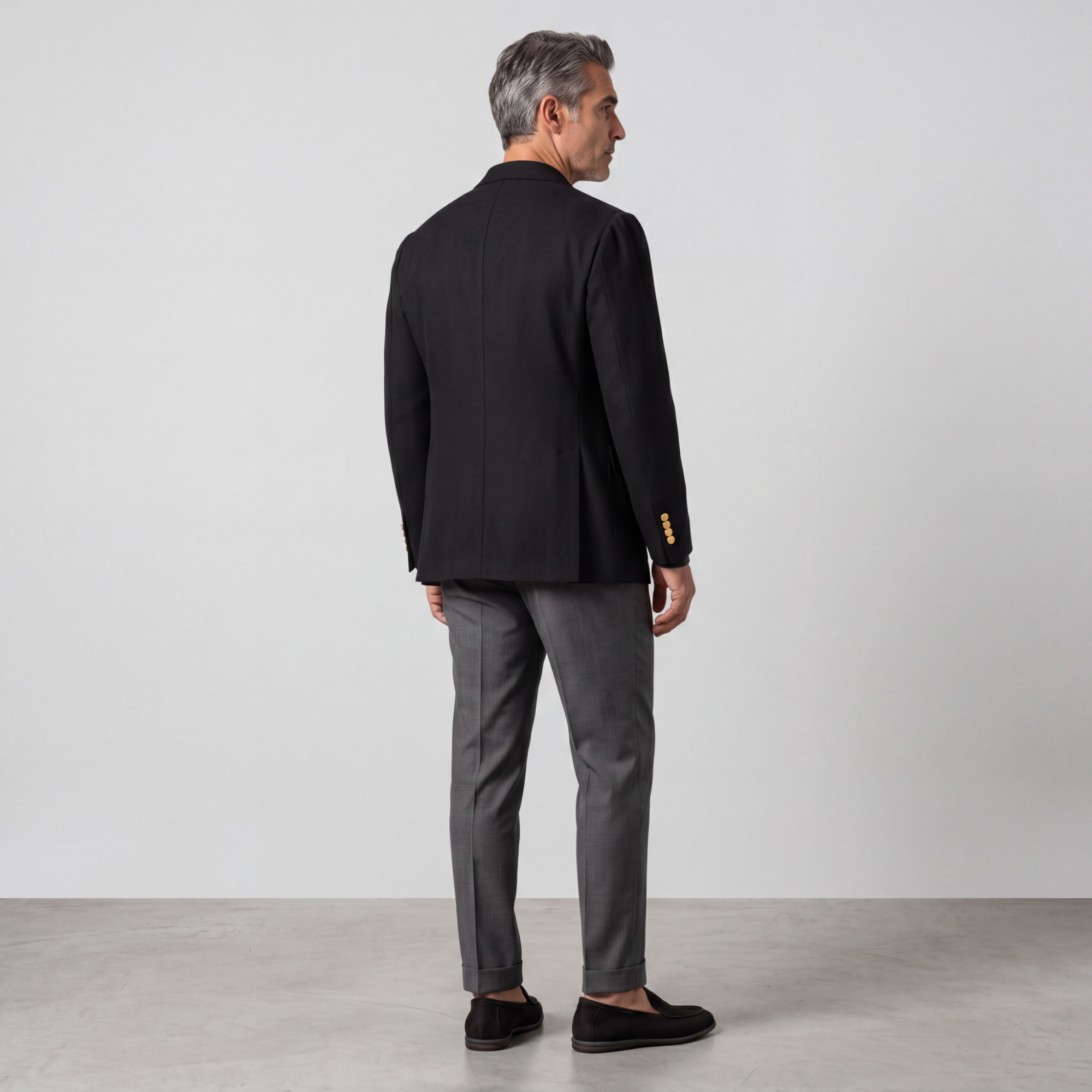 Double-Breasted Wool Blazer Black