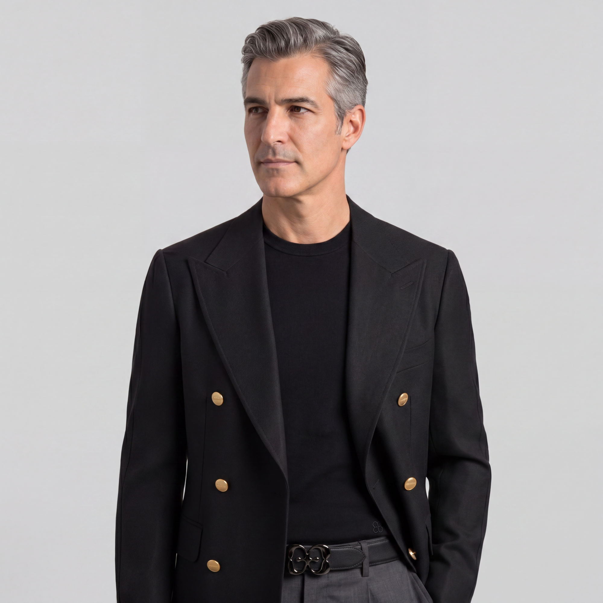 Double-Breasted Wool Blazer Black