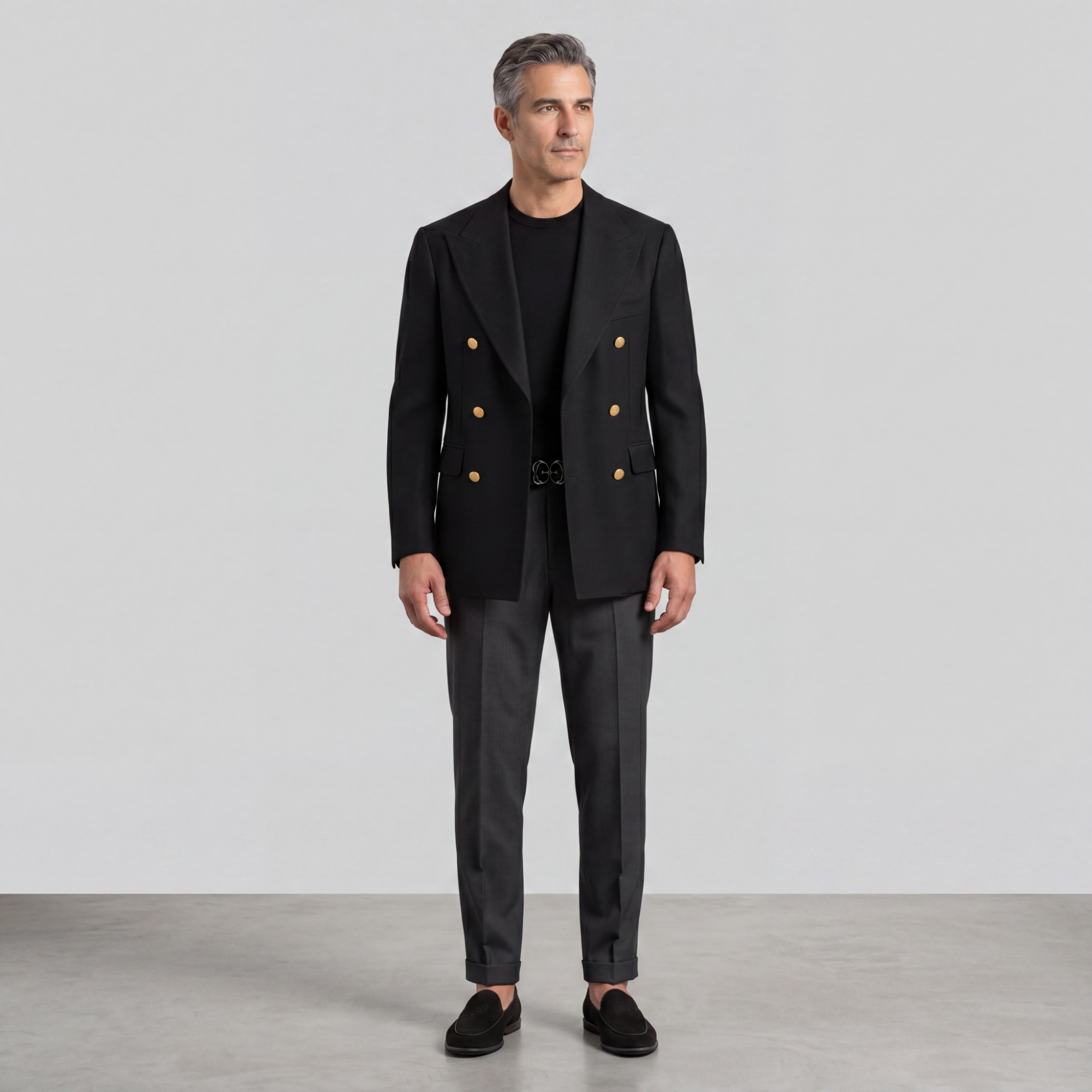 Double-Breasted Wool Blazer Black