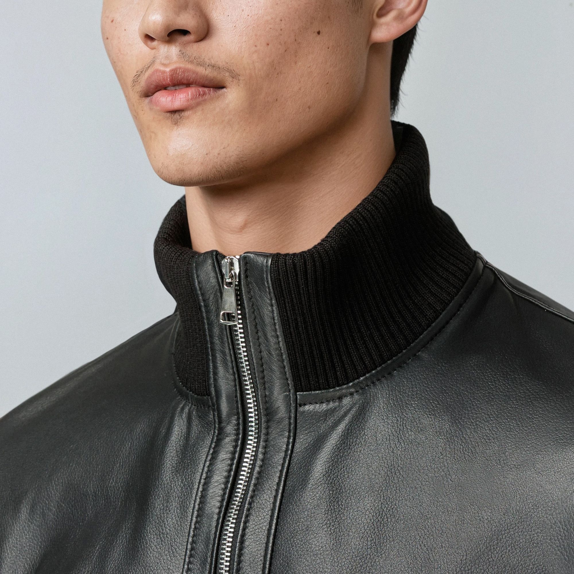 Total Look: Black Leather Bomber – Modern Minimal Menswear