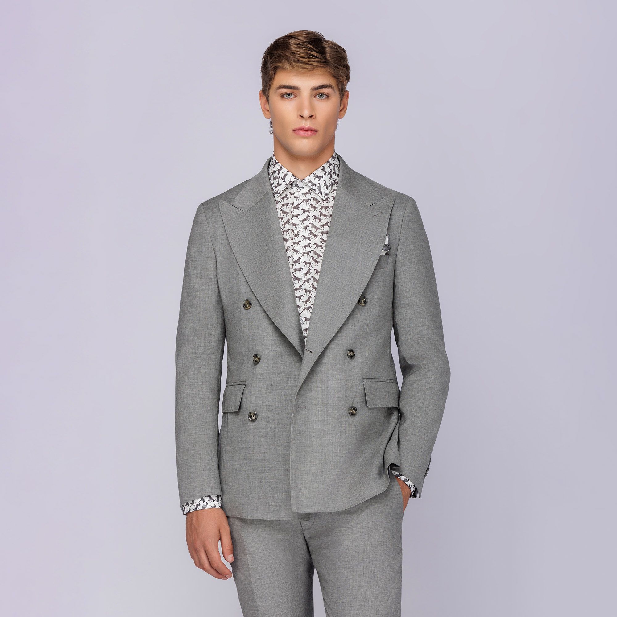 GREY DOUBLE BREASTED SUIT