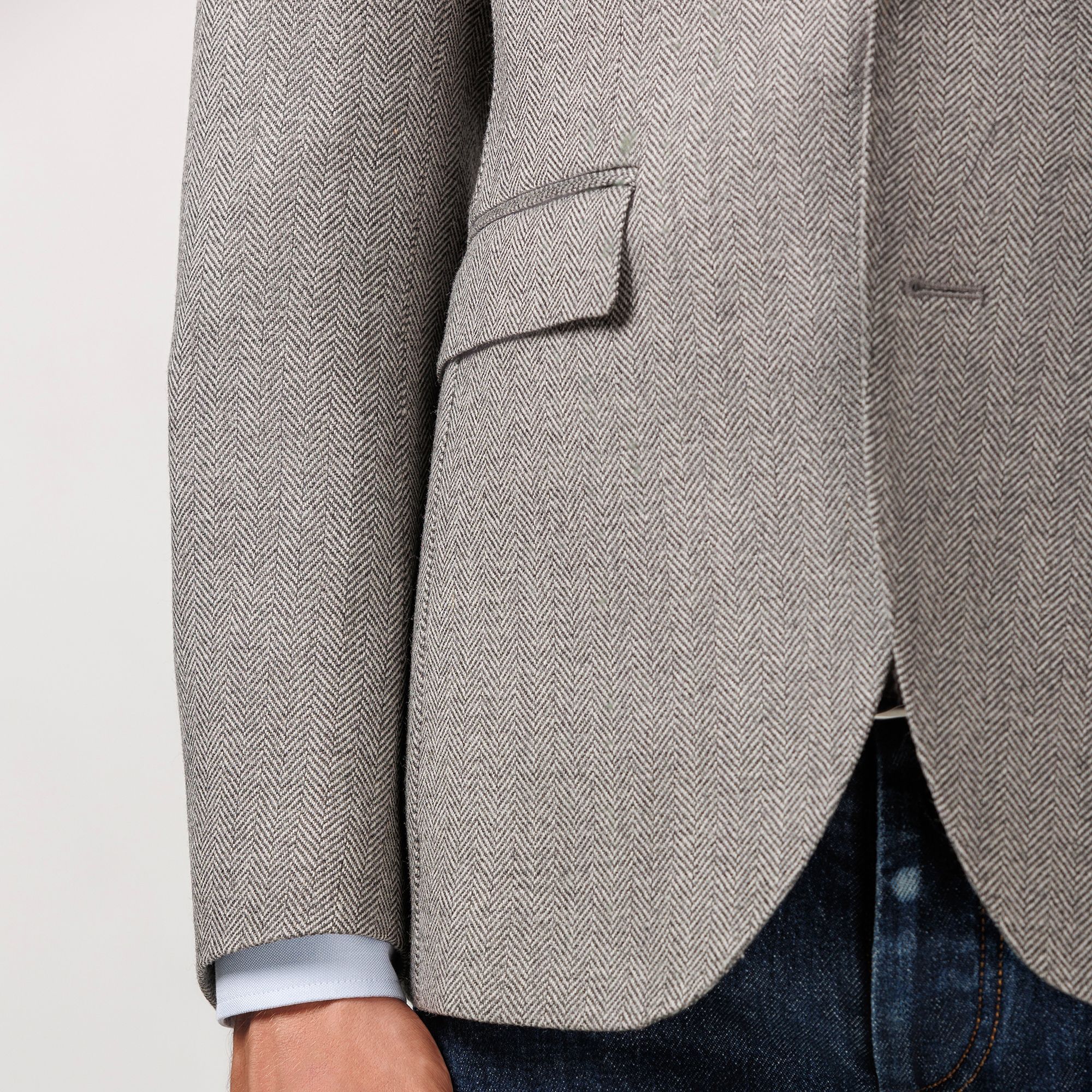Grey Herringbone Blazer Elio Evan – Italian Elegance