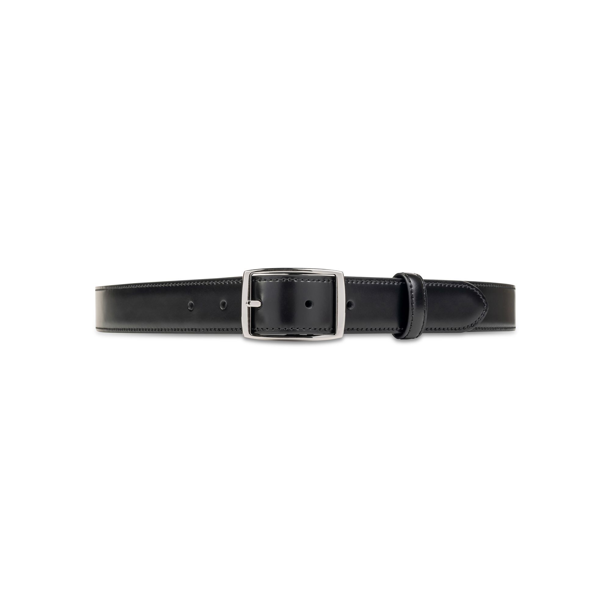 Black Leather Belt with Square Buckle