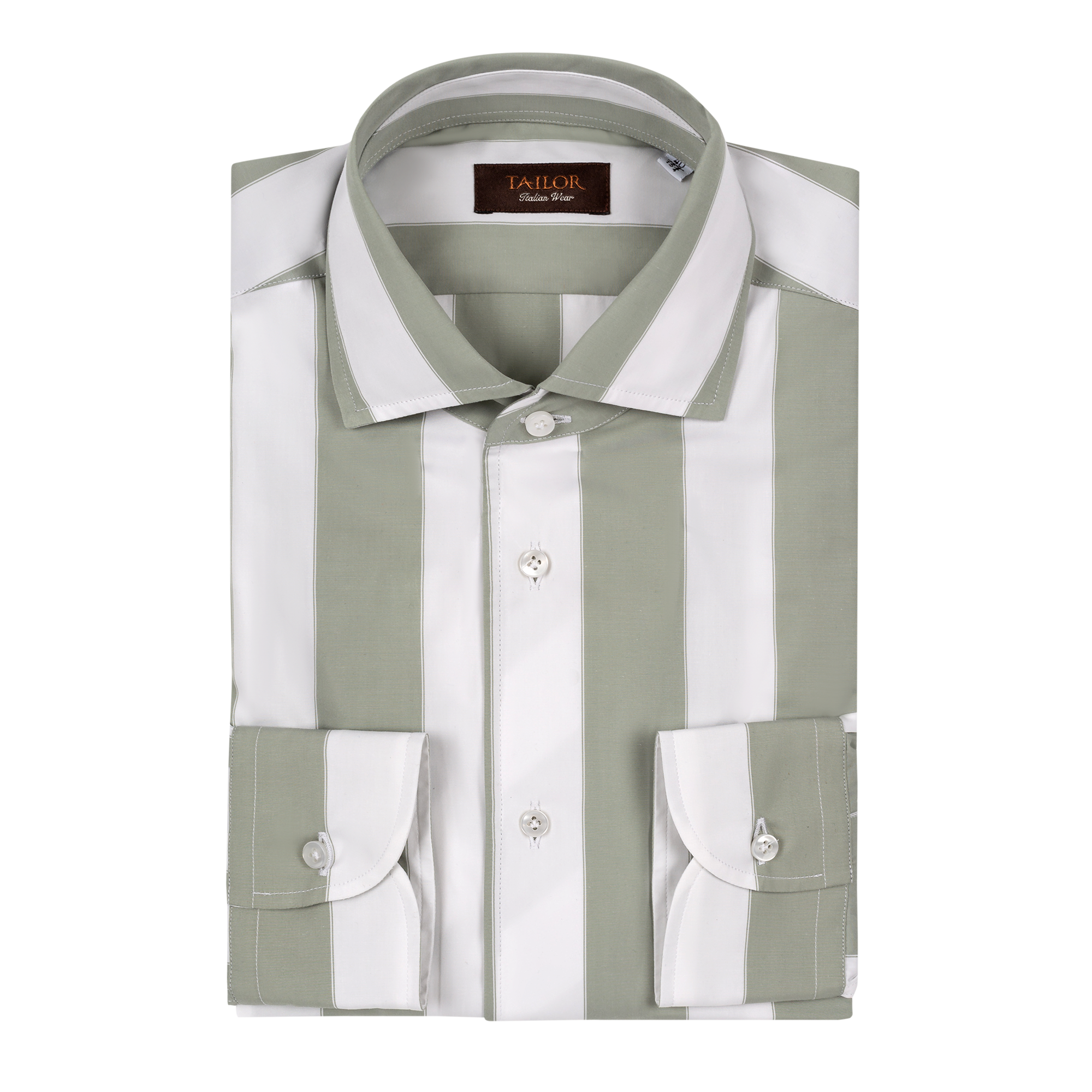 Mineral green bold striped shirt with paramontura
