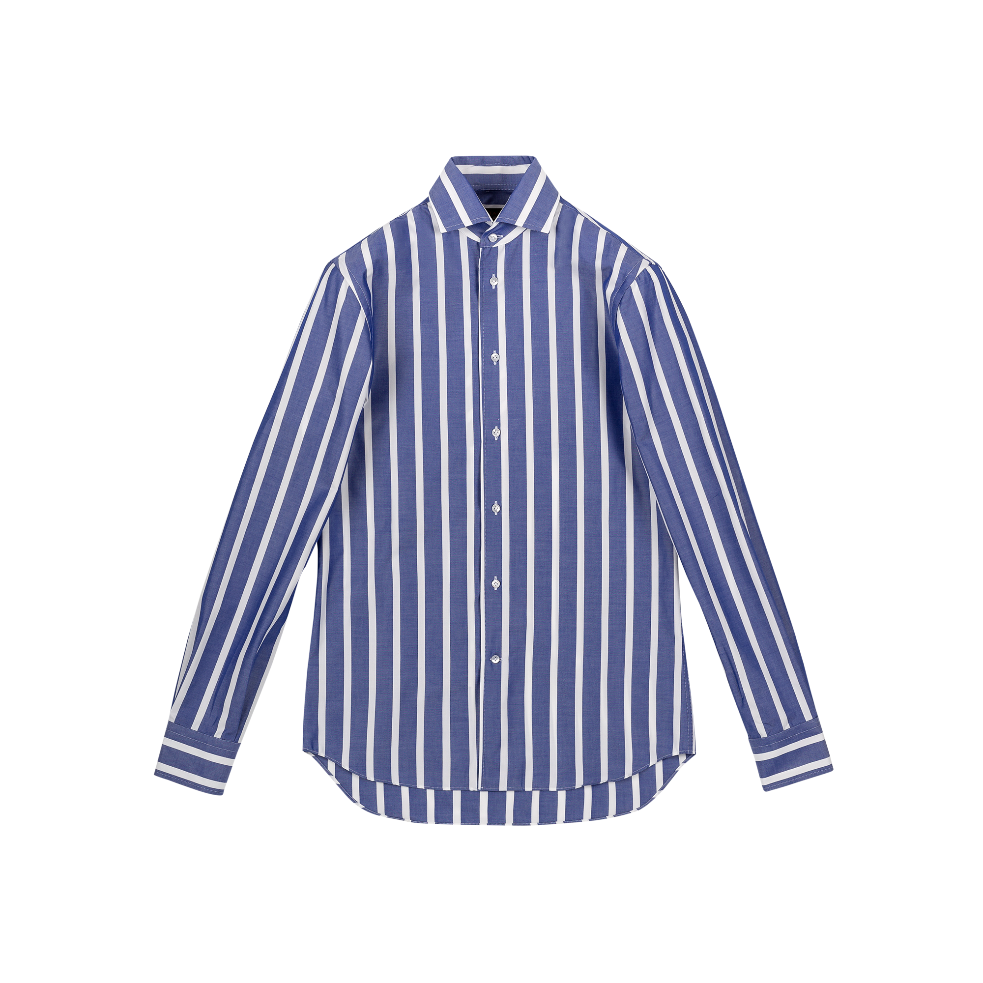 Men's bold striped royal blue cotton shirt