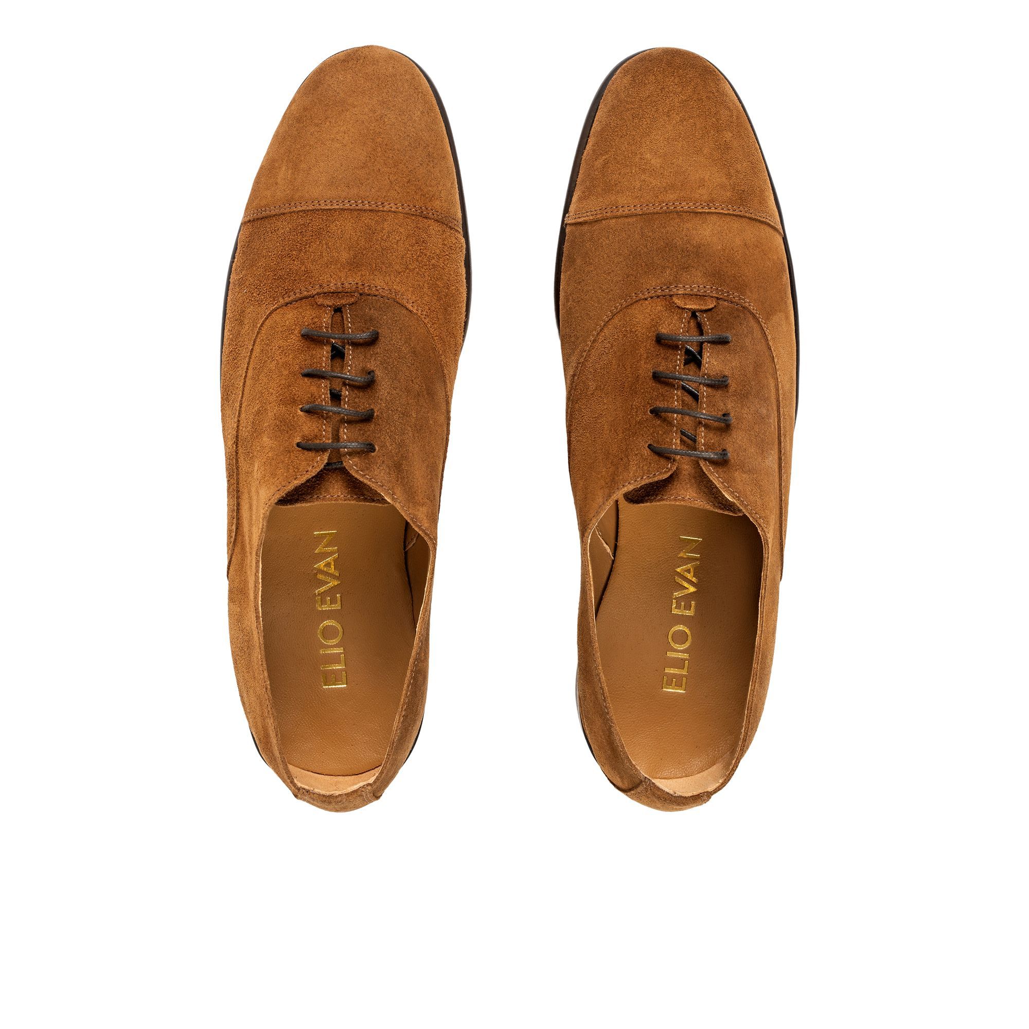 Brown Suede Cap Toe Oxford Shoes