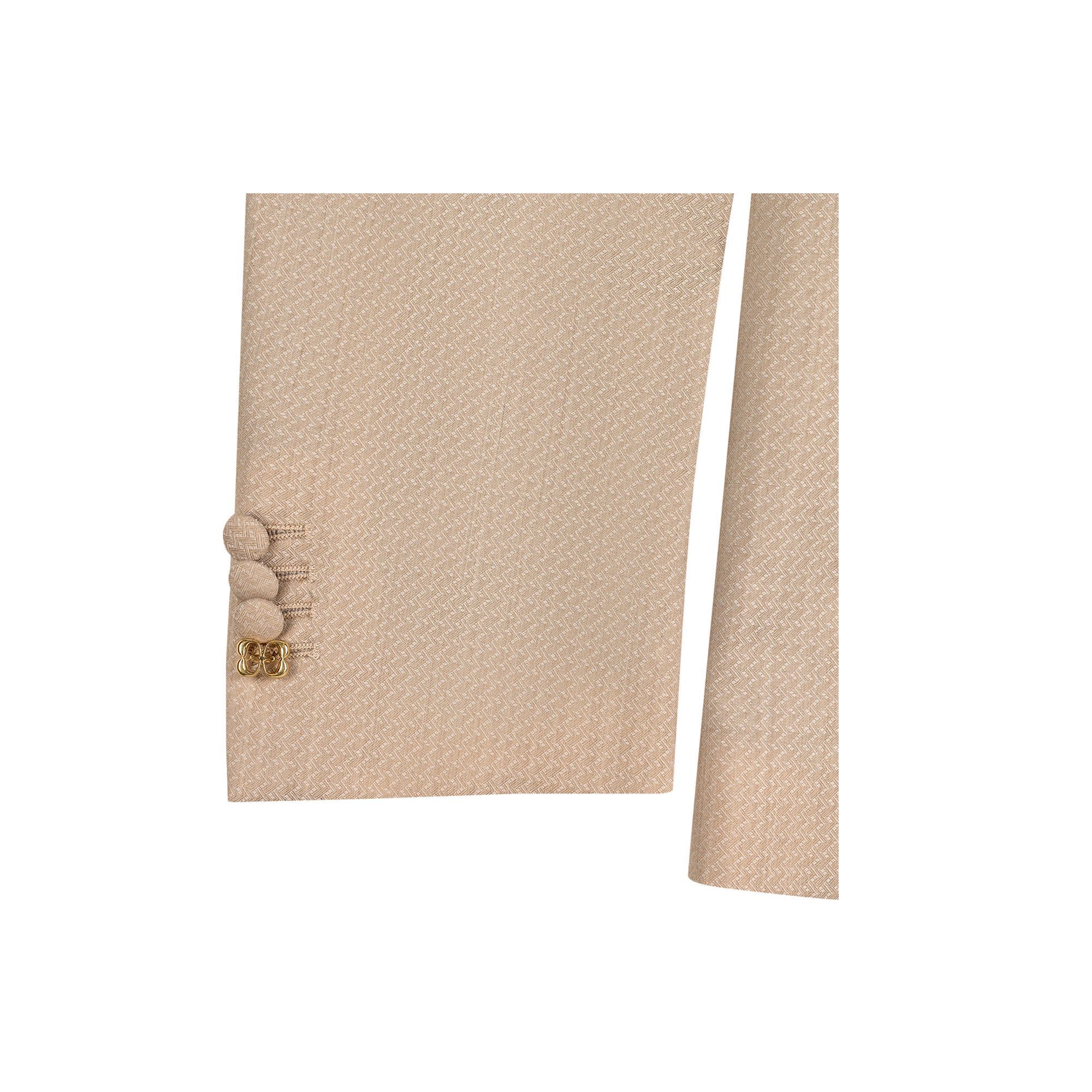 Men’s Beige Jacquard 3 Piece Suit