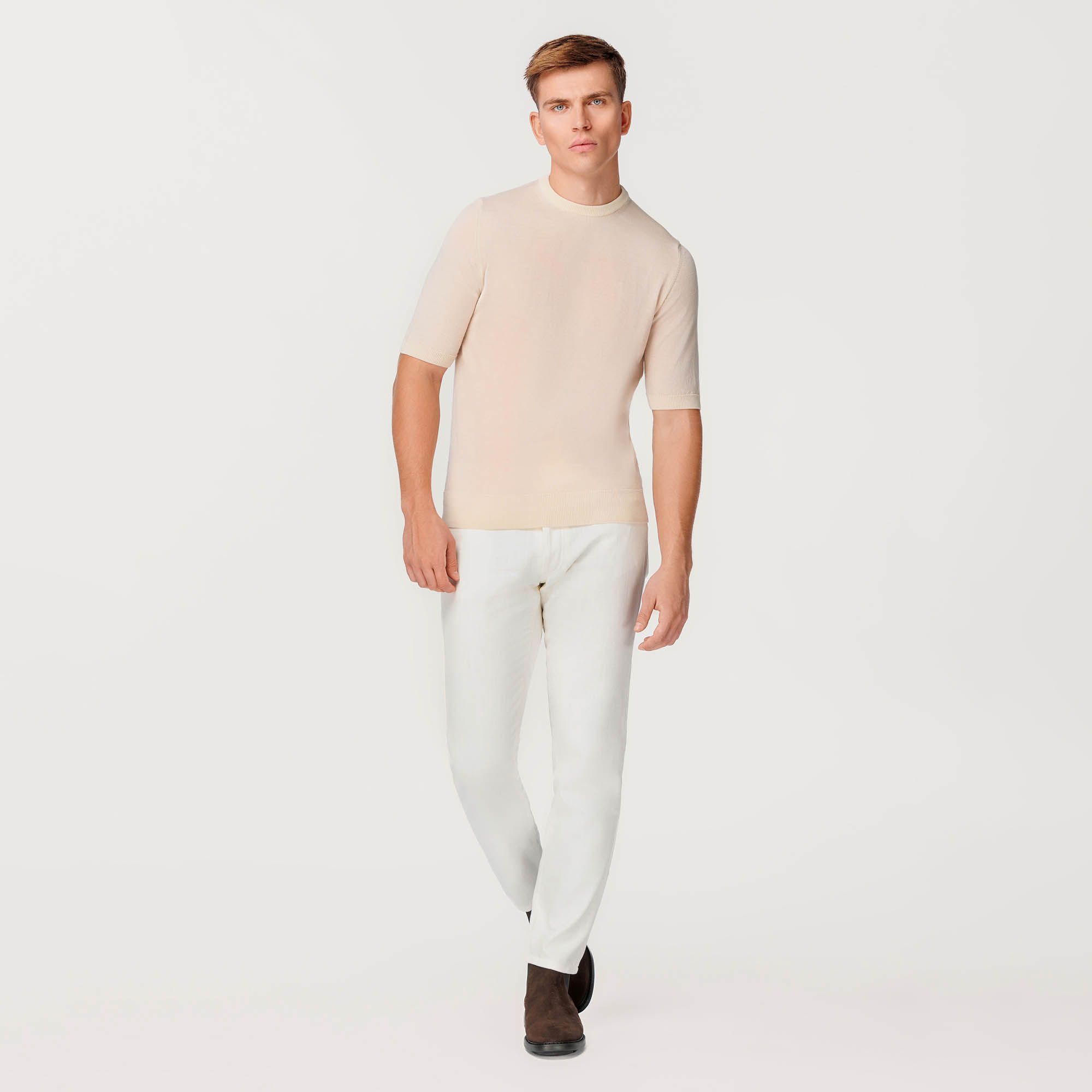 Light Gray Half-Sleeved Wool T-Shirt