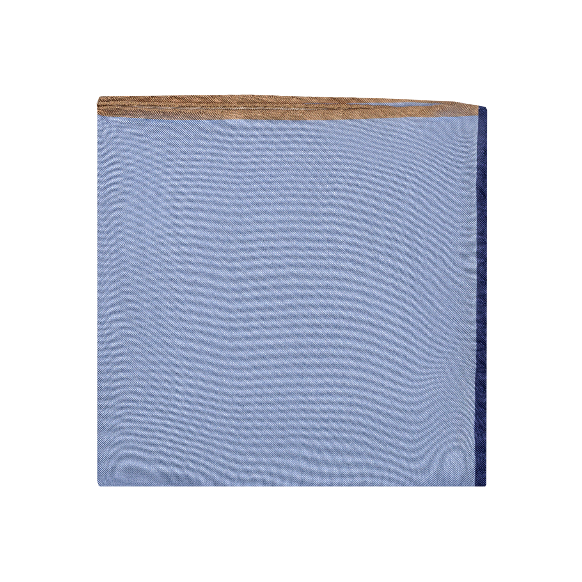 Light Blue Silk Pocket Square With Blue Border Hems