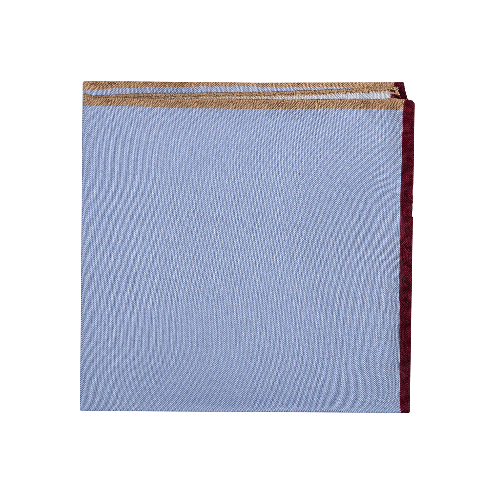 Light Blue Silk Pocket Square With Burgundy Borders