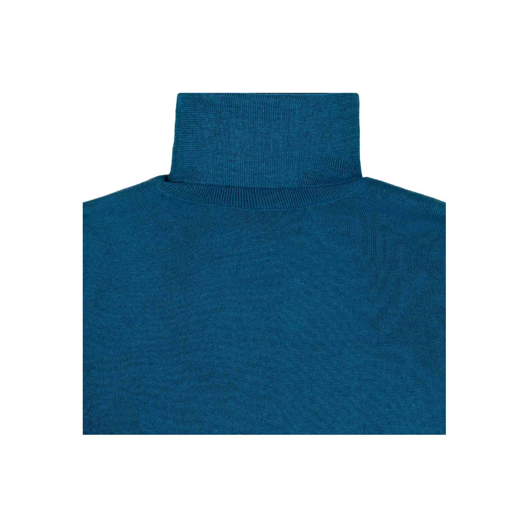 Turquoise Wool Turtleneck Sweater