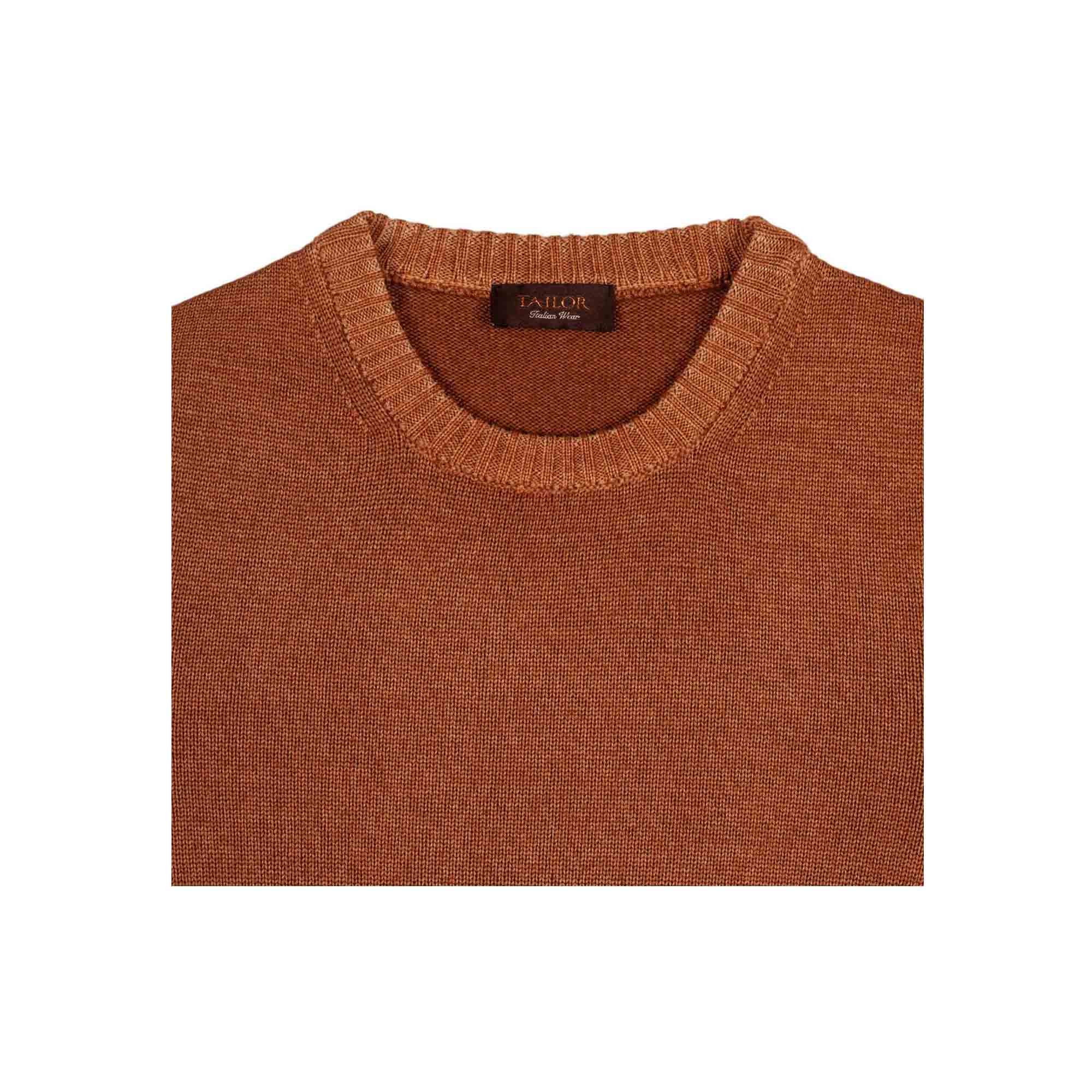 Men's Camel Wool Crew Neck Sweater