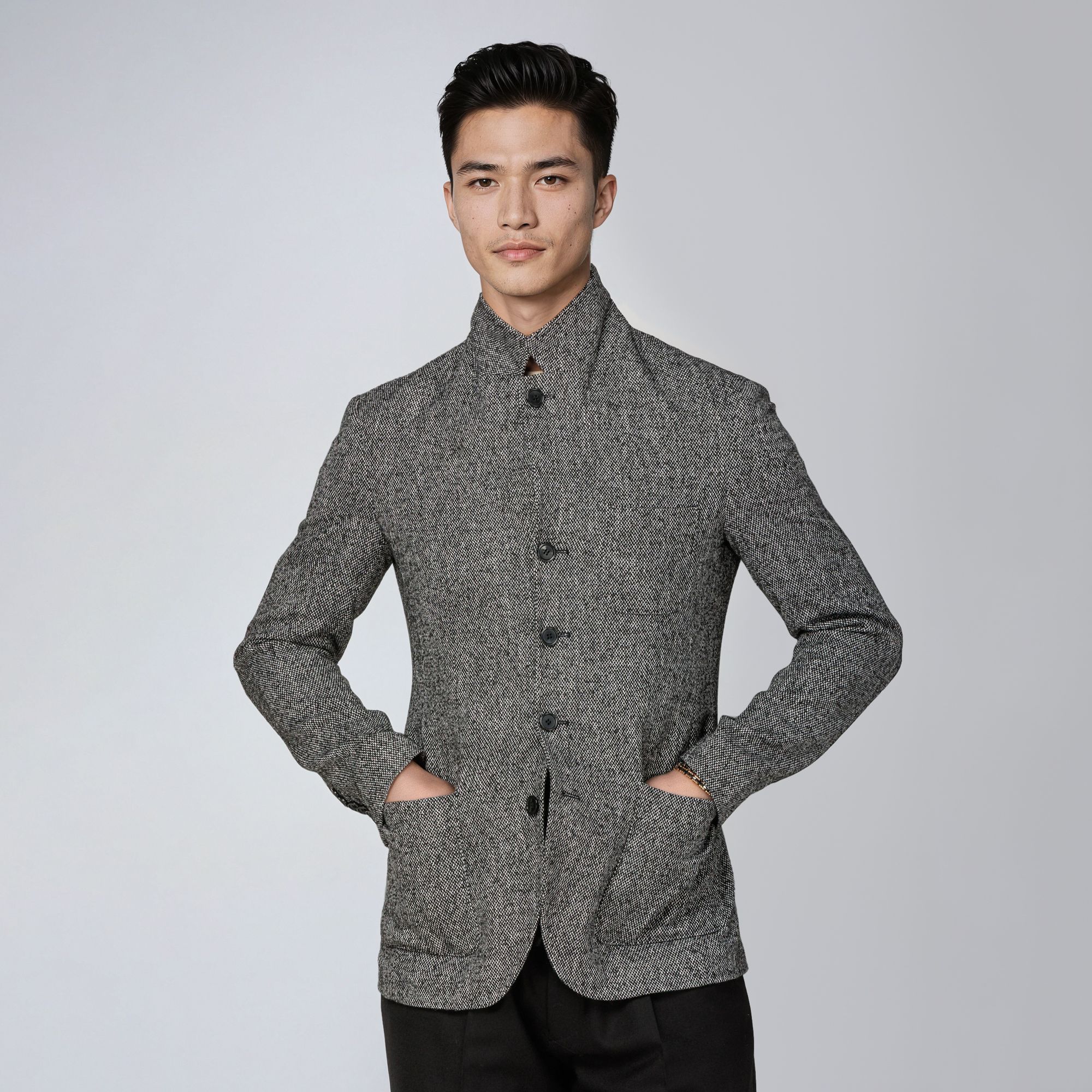 Total Look: Grey Bouclé Jacket – Dual Styling Modern Menswear