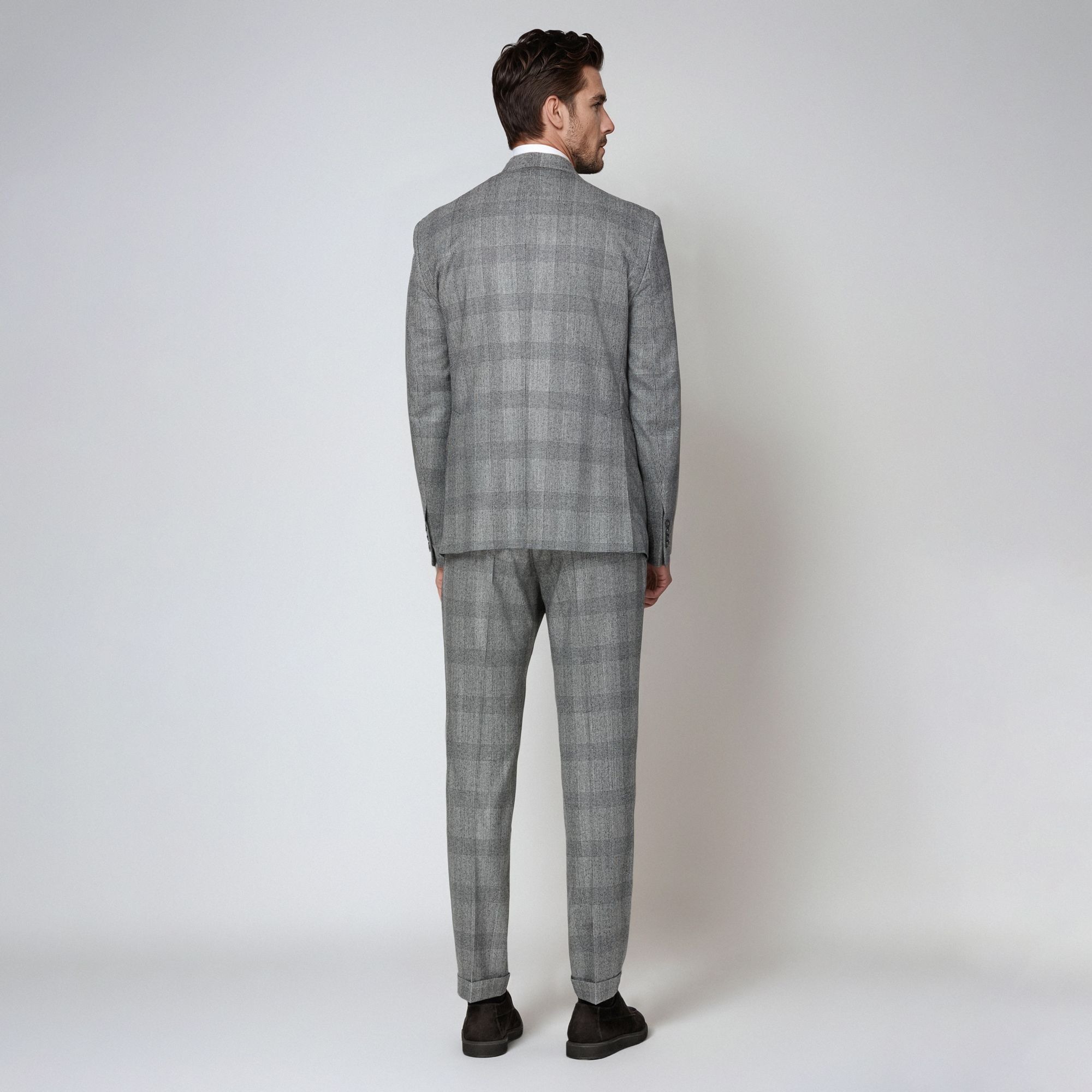 Men’s Total Look – Grey Prince Of Wales Wool S120 Suit