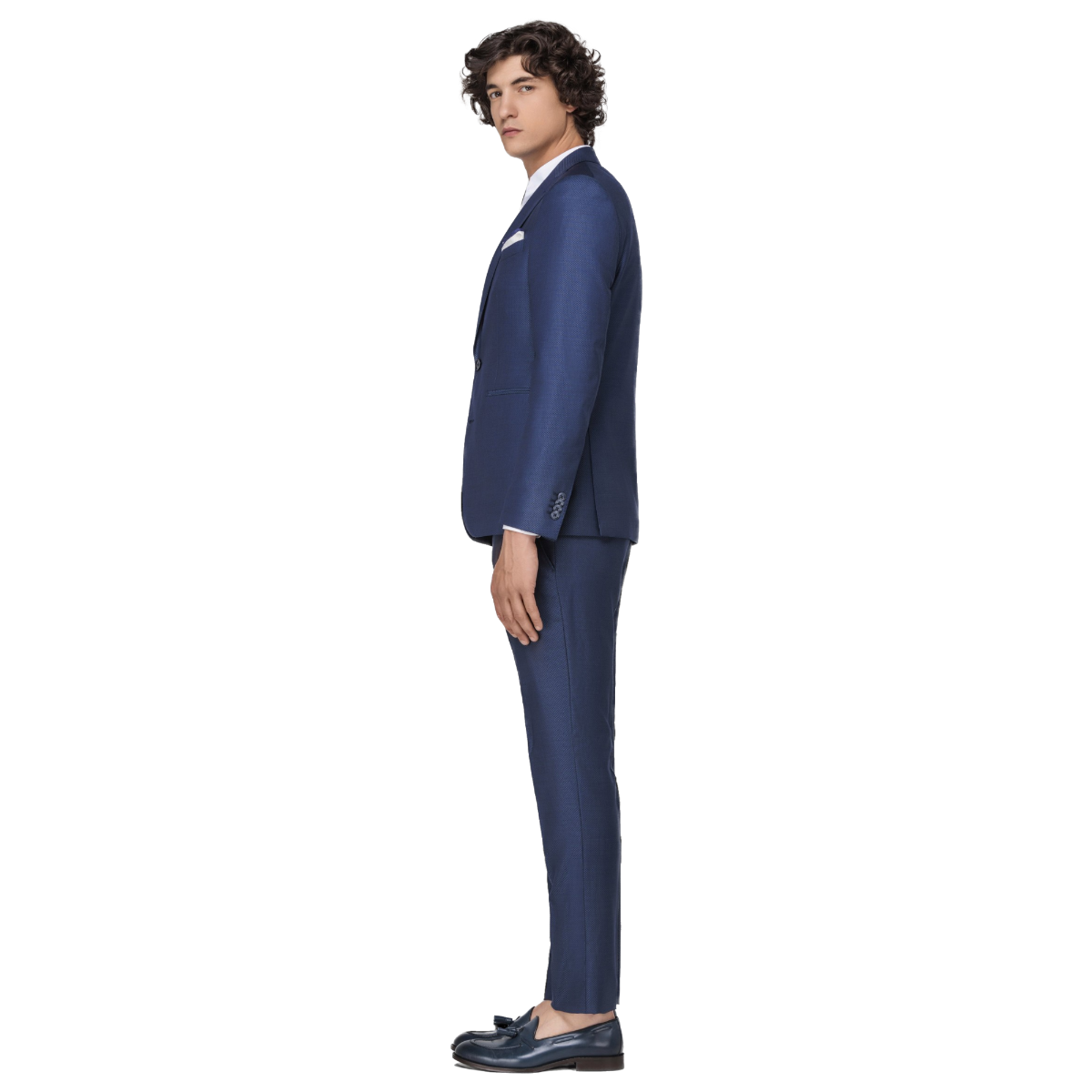 Men's Jacquard Royal Blue 3 Piece Suit