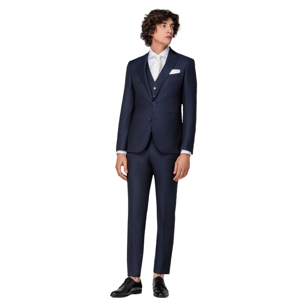 Men's Jacquard Blue 3 Piece Suit