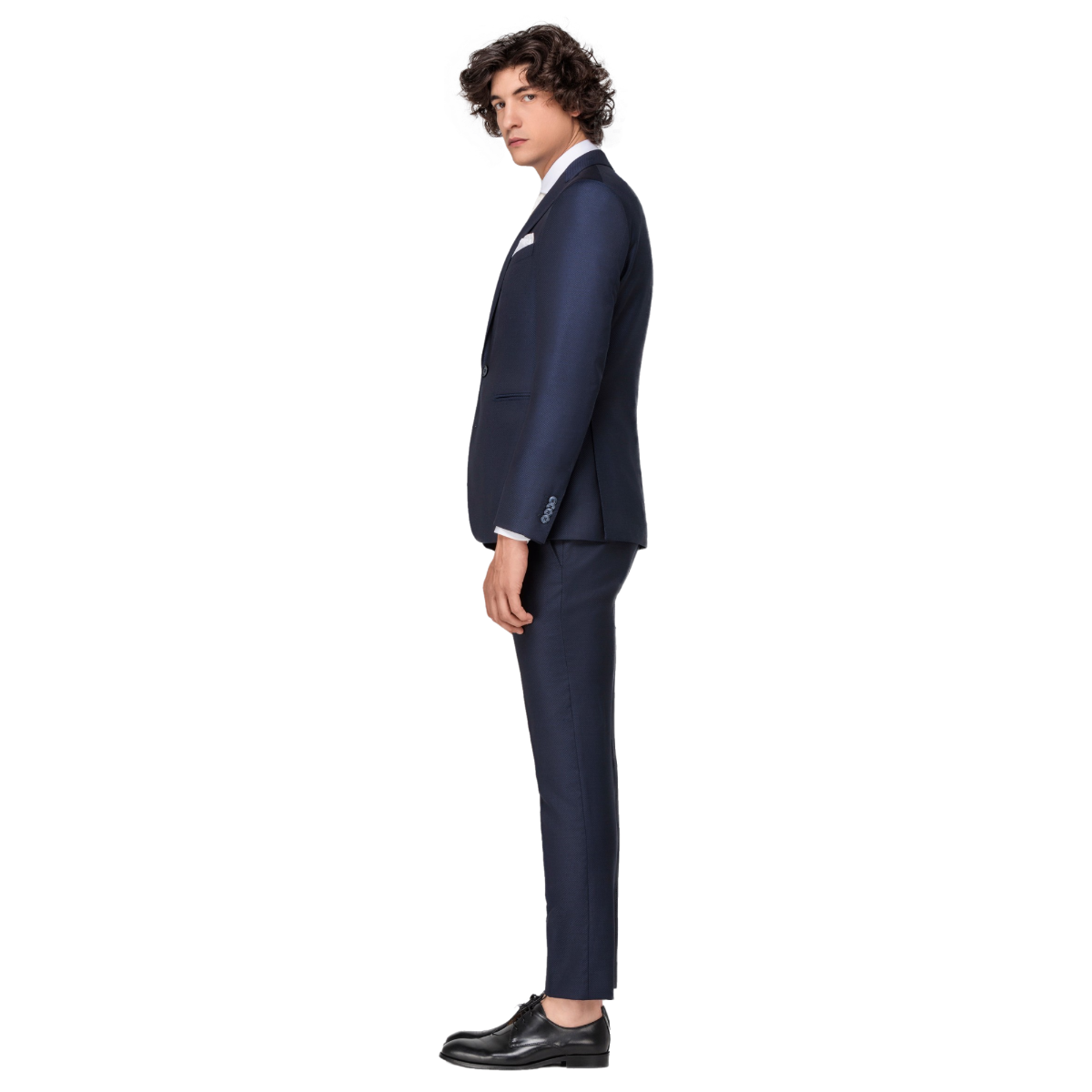 Men's Jacquard Blue 3 Piece Suit