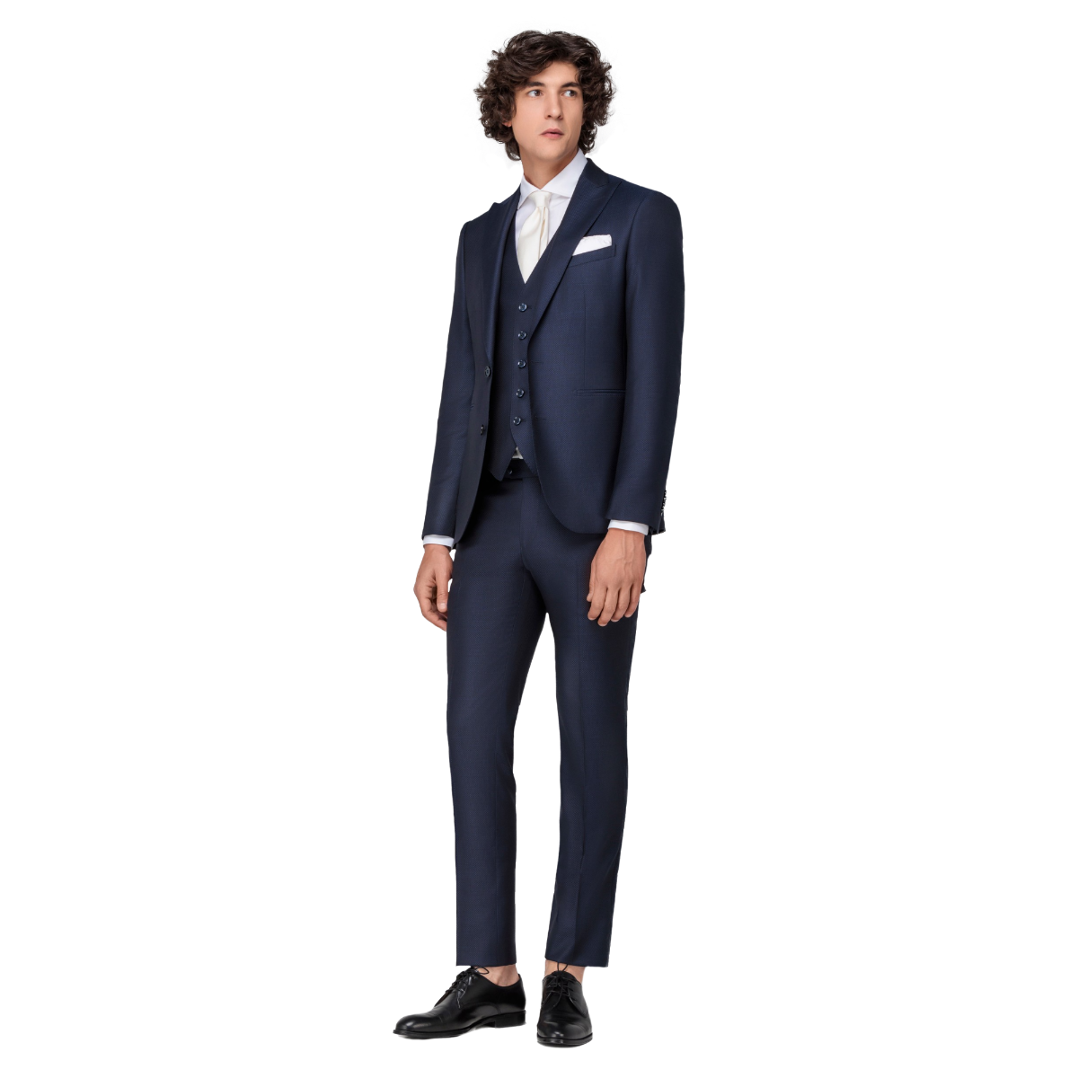 Men's Jacquard Blue 3 Piece Suit
