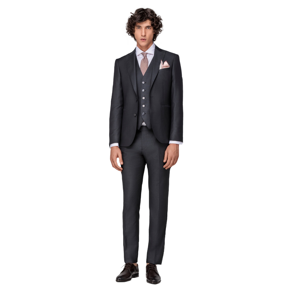 Men's Jacquard Gray 3 Piece Suit