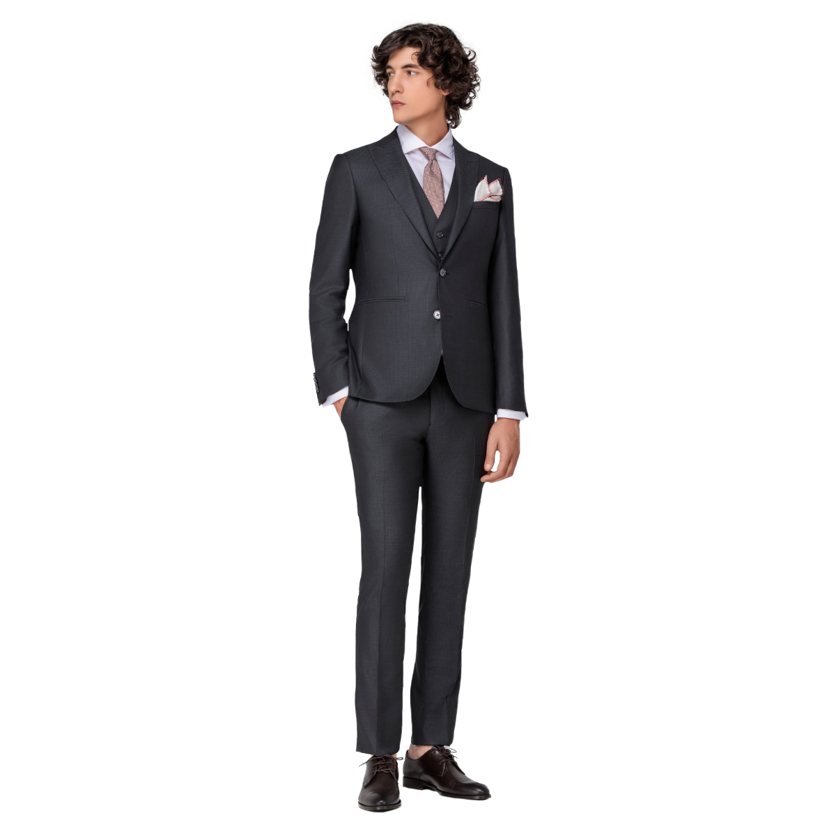 Men's Jacquard Gray 3 Piece Suit