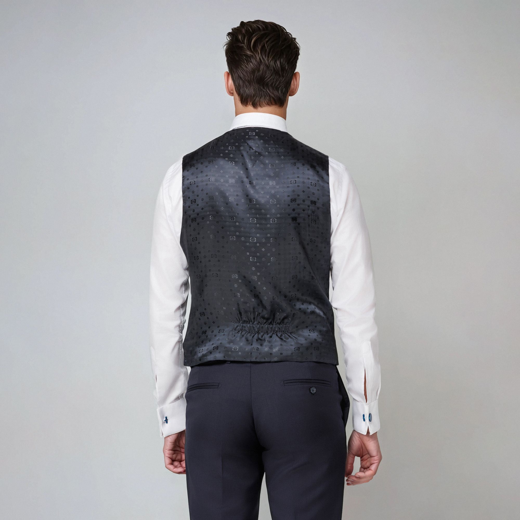 Men’s Three-Piece Navy Suit Look with Vest 