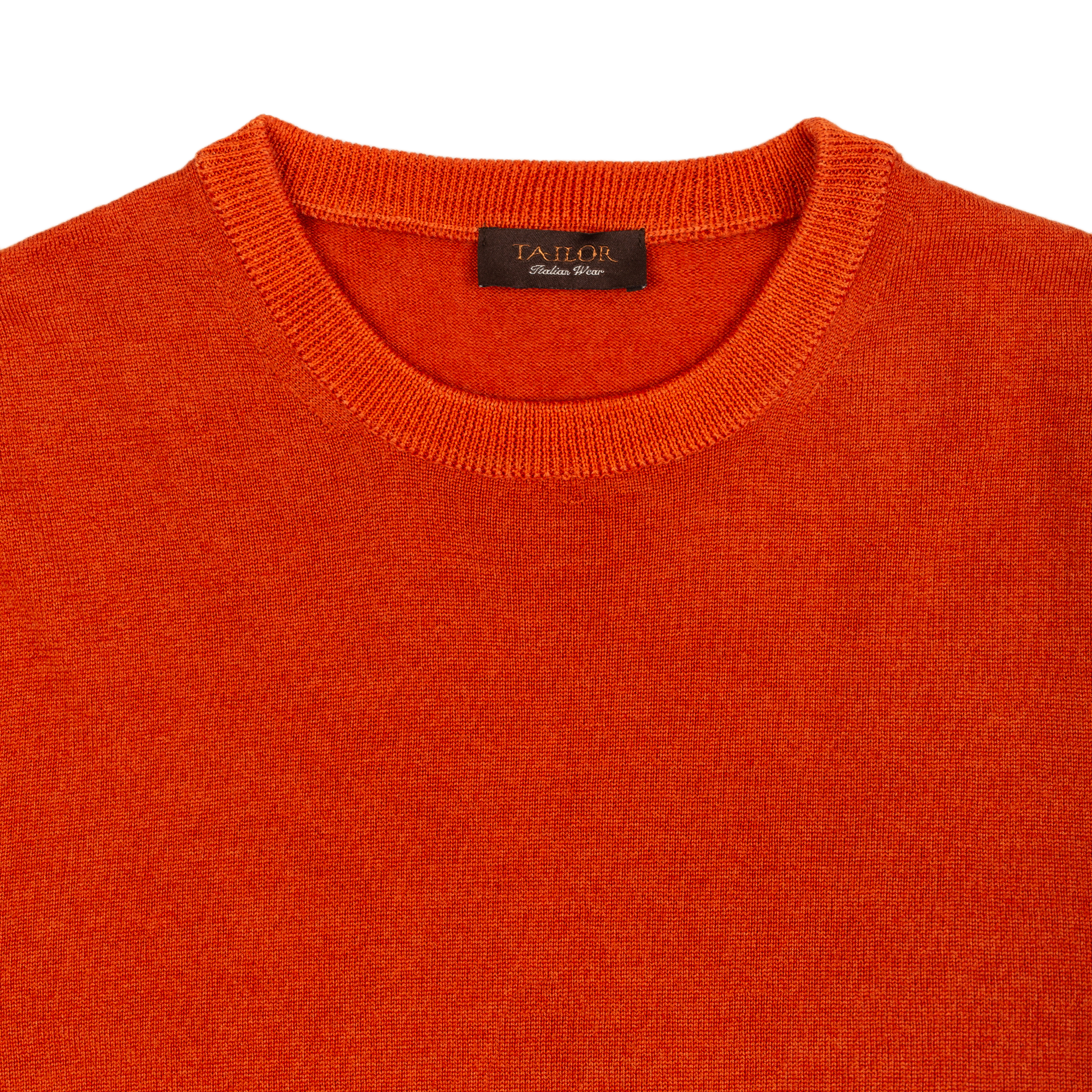 Men's Orange Knitted Crewneck Sweater