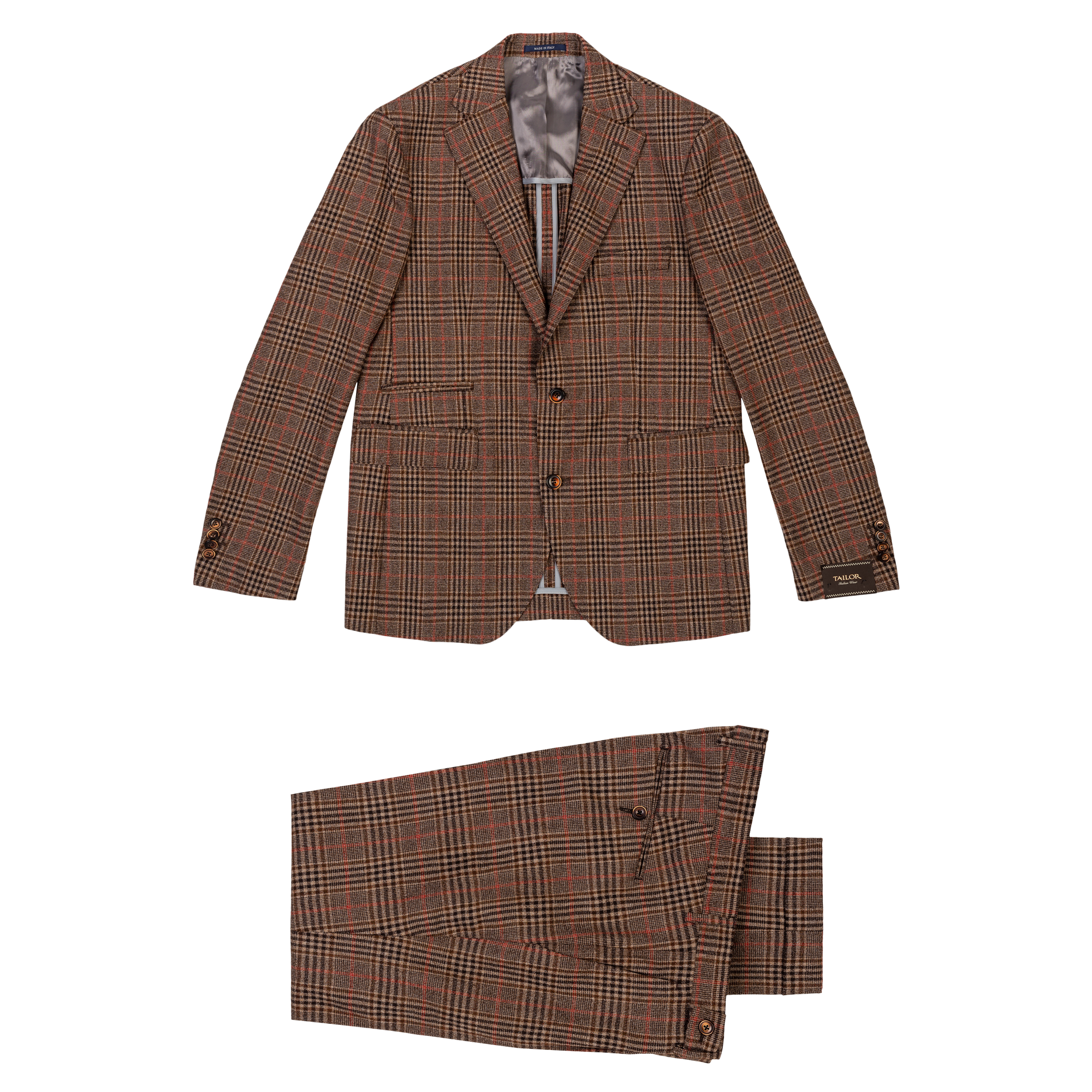 Men's Brown Wool Check Suit