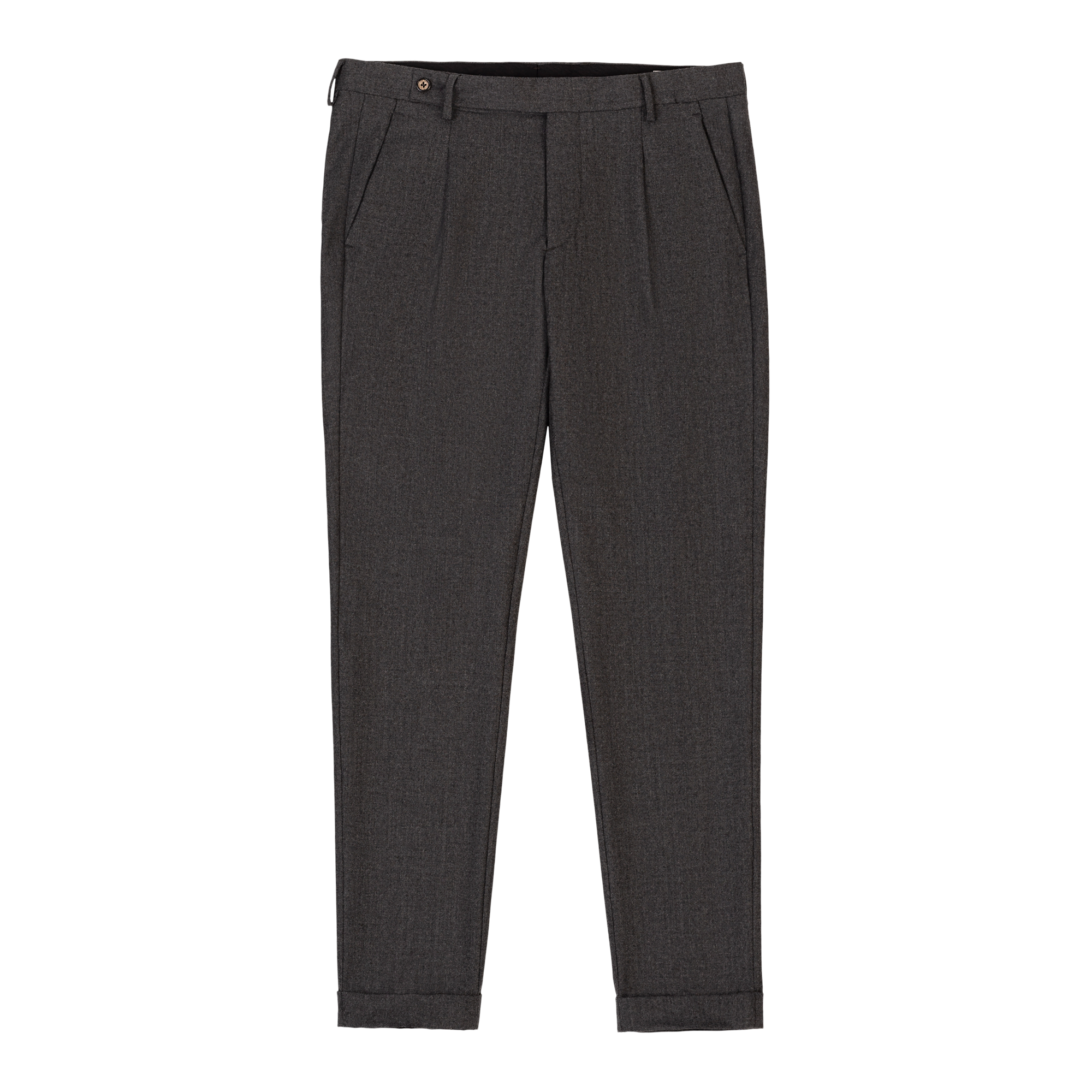 Men's Charcoal Gray Wool Cashmere Pleated Pants