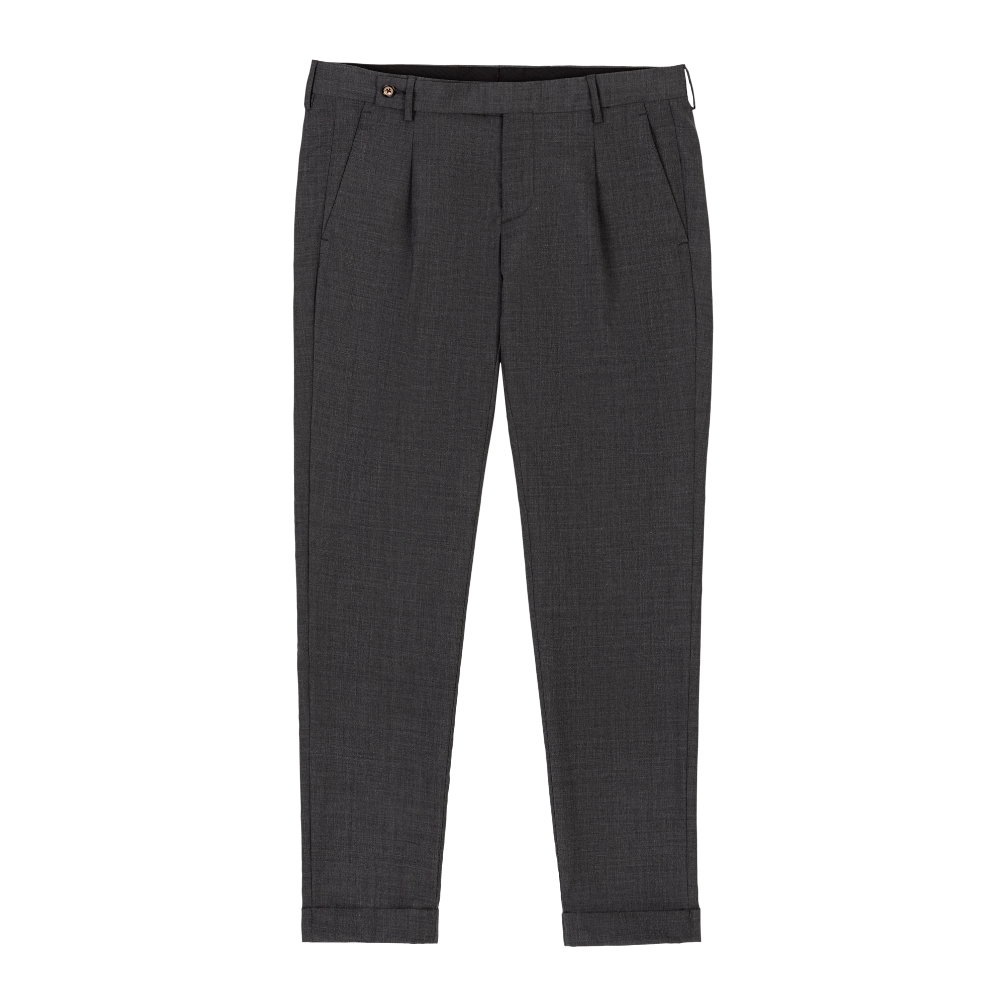Men's Charcoal Gray Wool Pleated Pants
