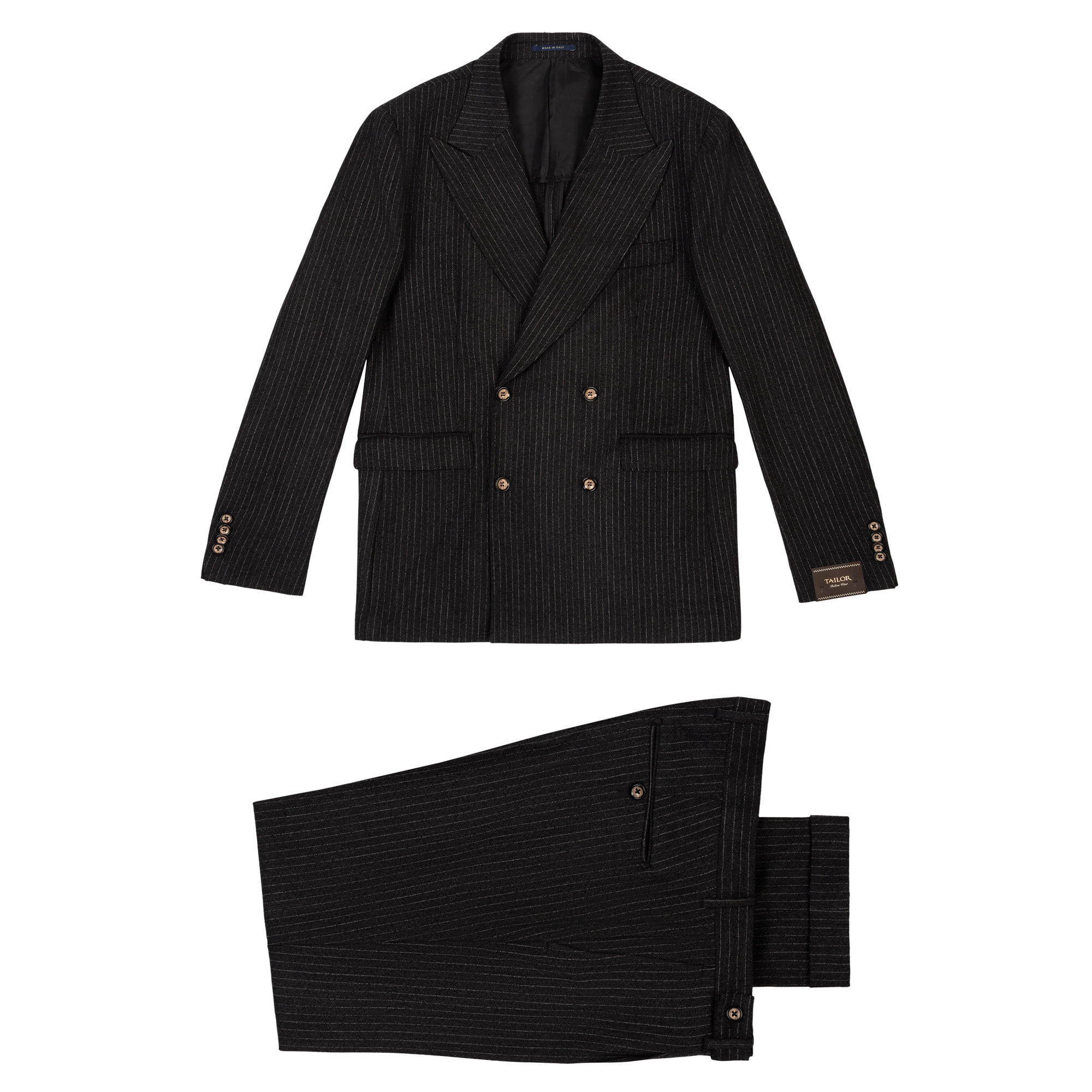 Men's Gray Striped Double Breasted Suit