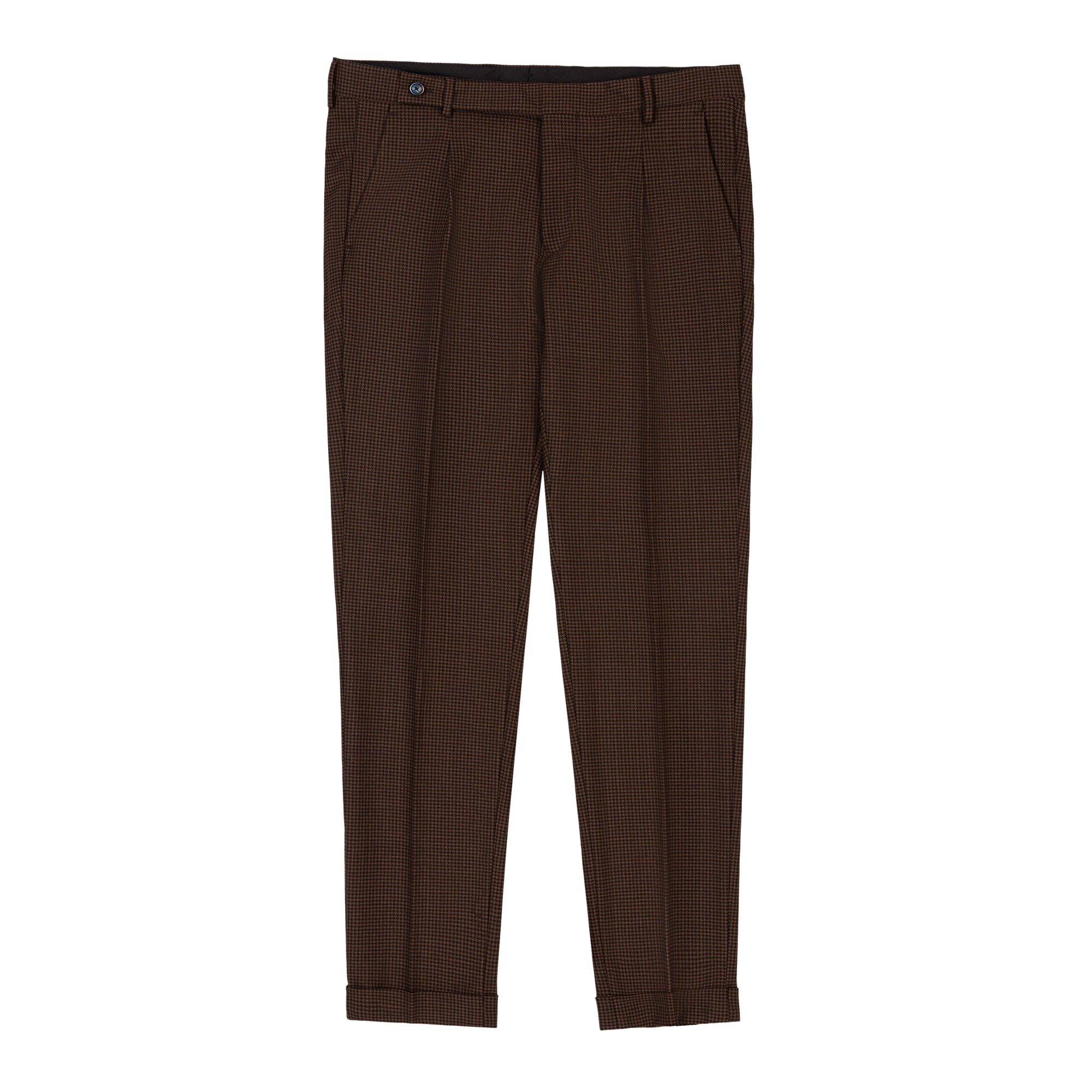 Men's Pie De Poule Brown Double Breasted Suit