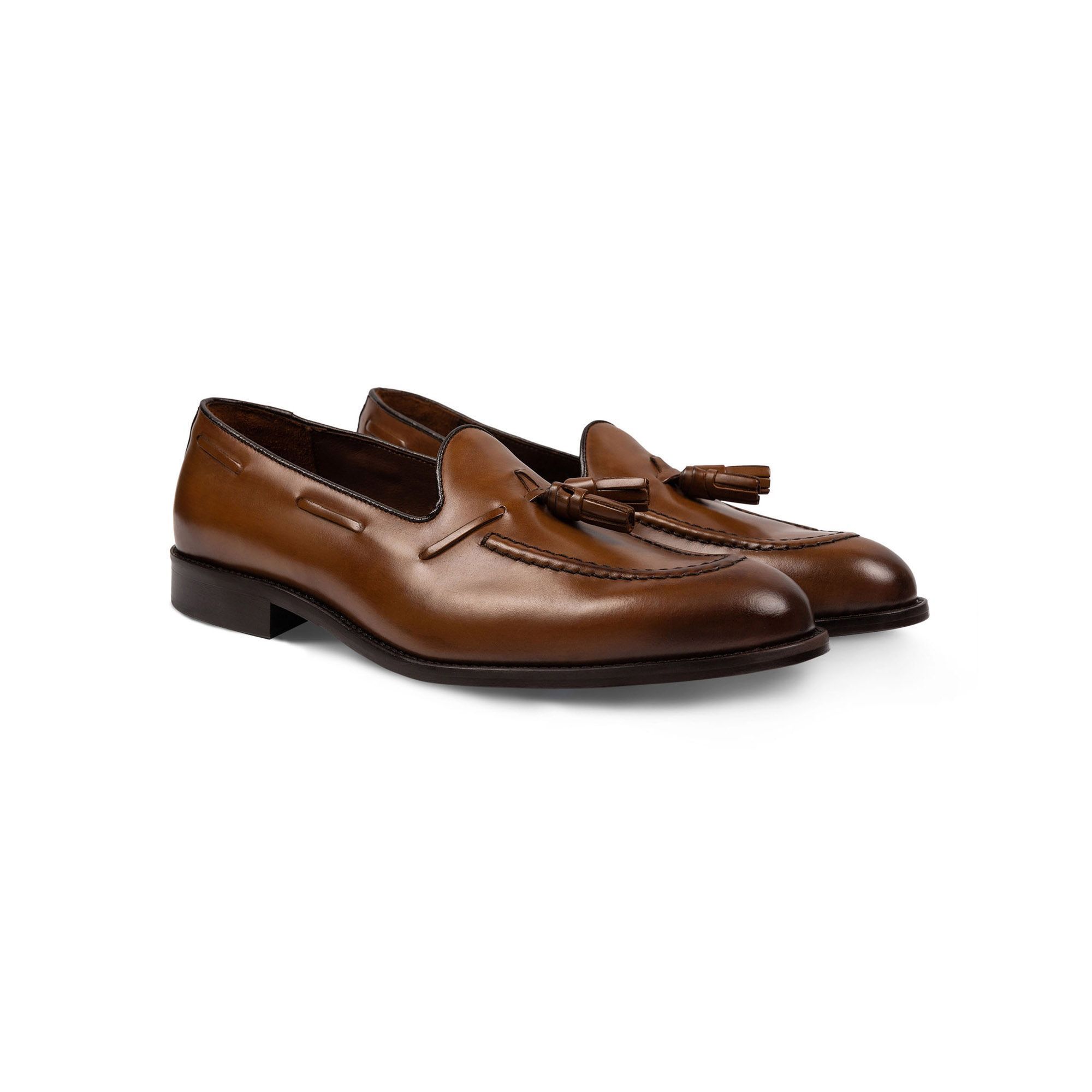 Men's chestnut brown tassel loafers