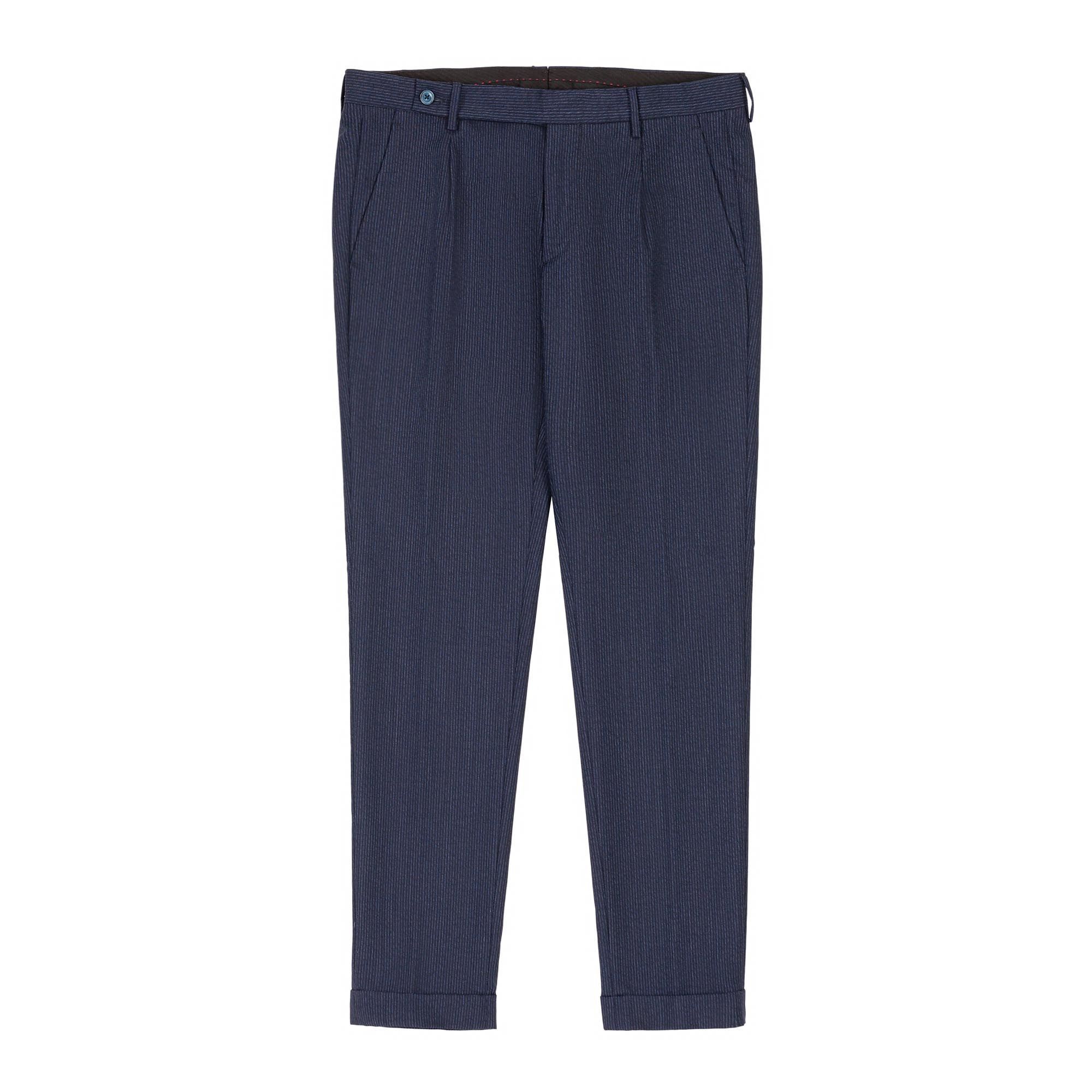 Men's Pinstripe Blue Wool Suit