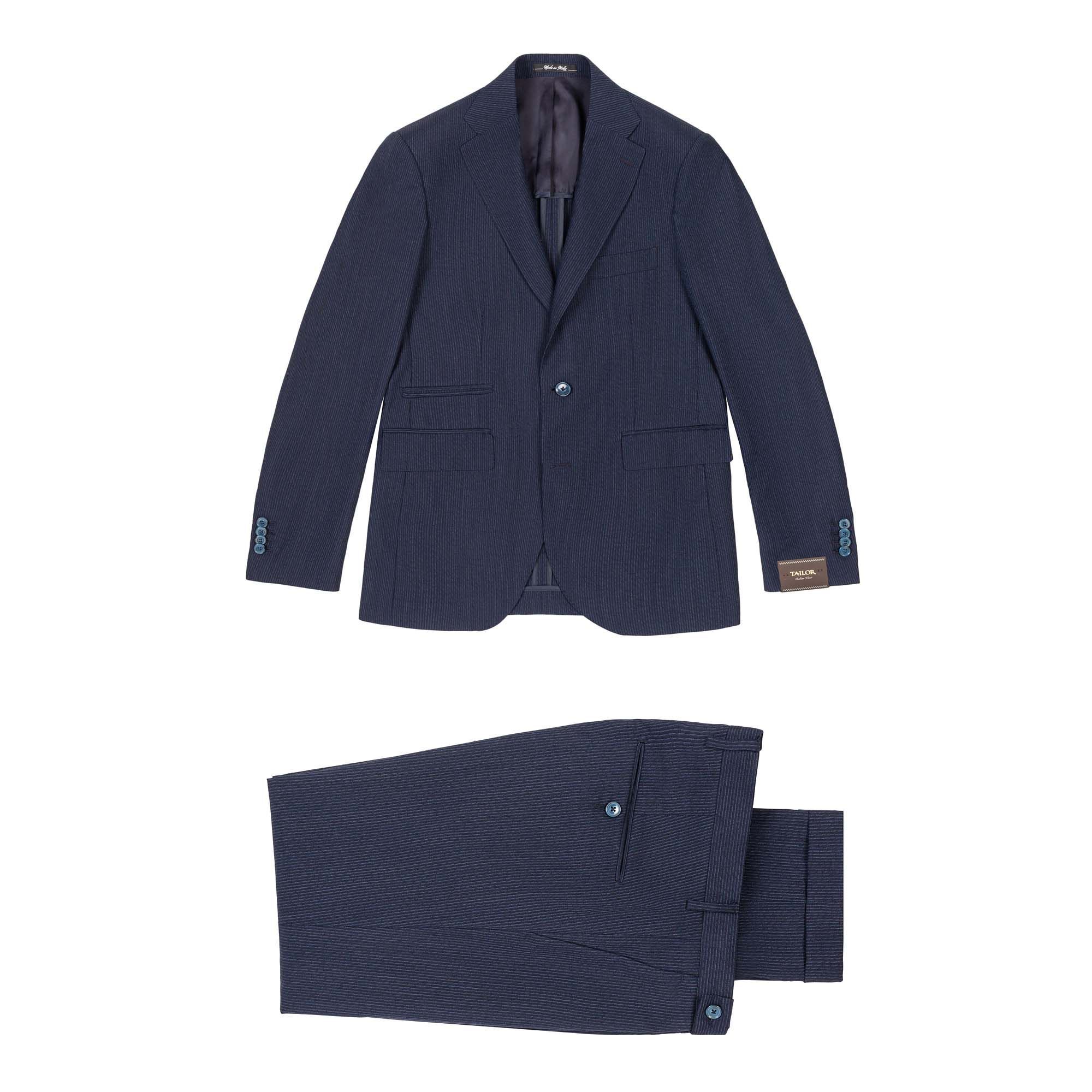 Men's Pinstripe Blue Wool Suit