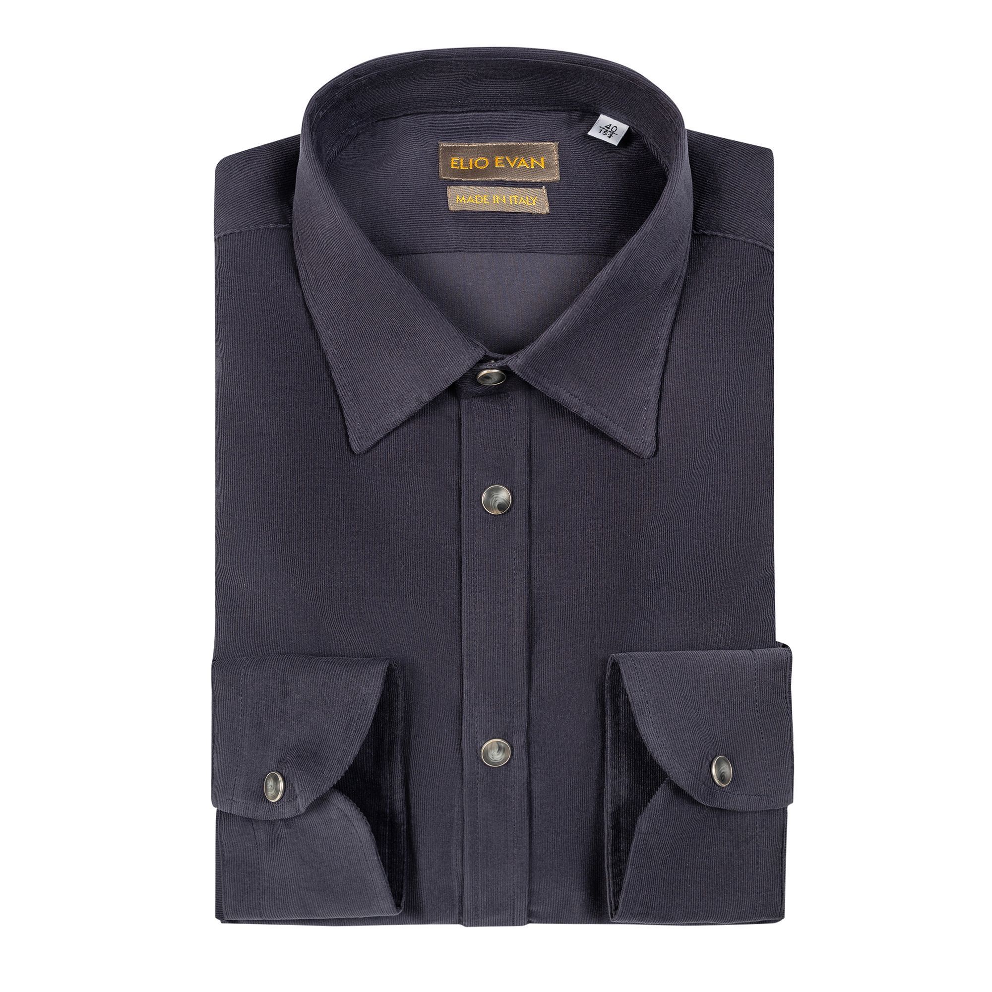 Navy Superfine Corduroy Velvet Shirt