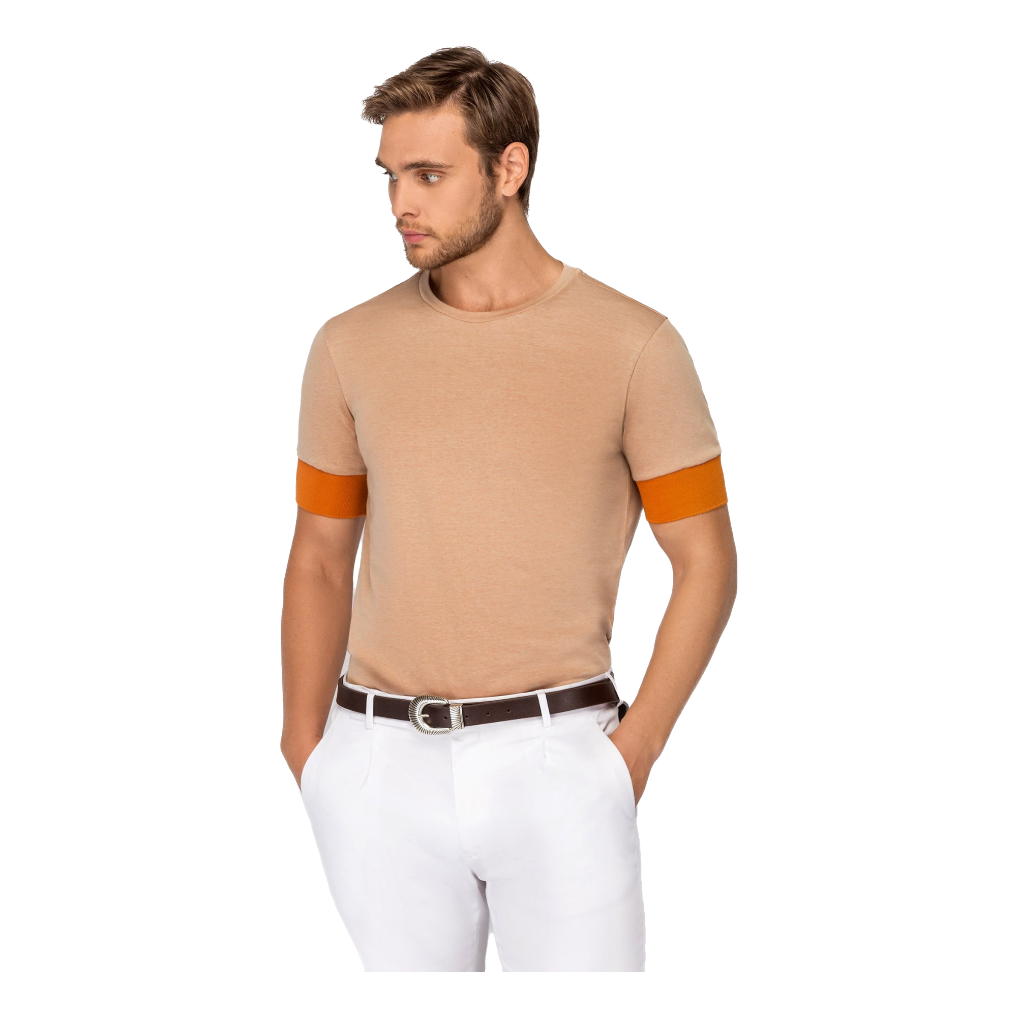Men's Italian T-shirt Light Orange tTbrand6091.1.3