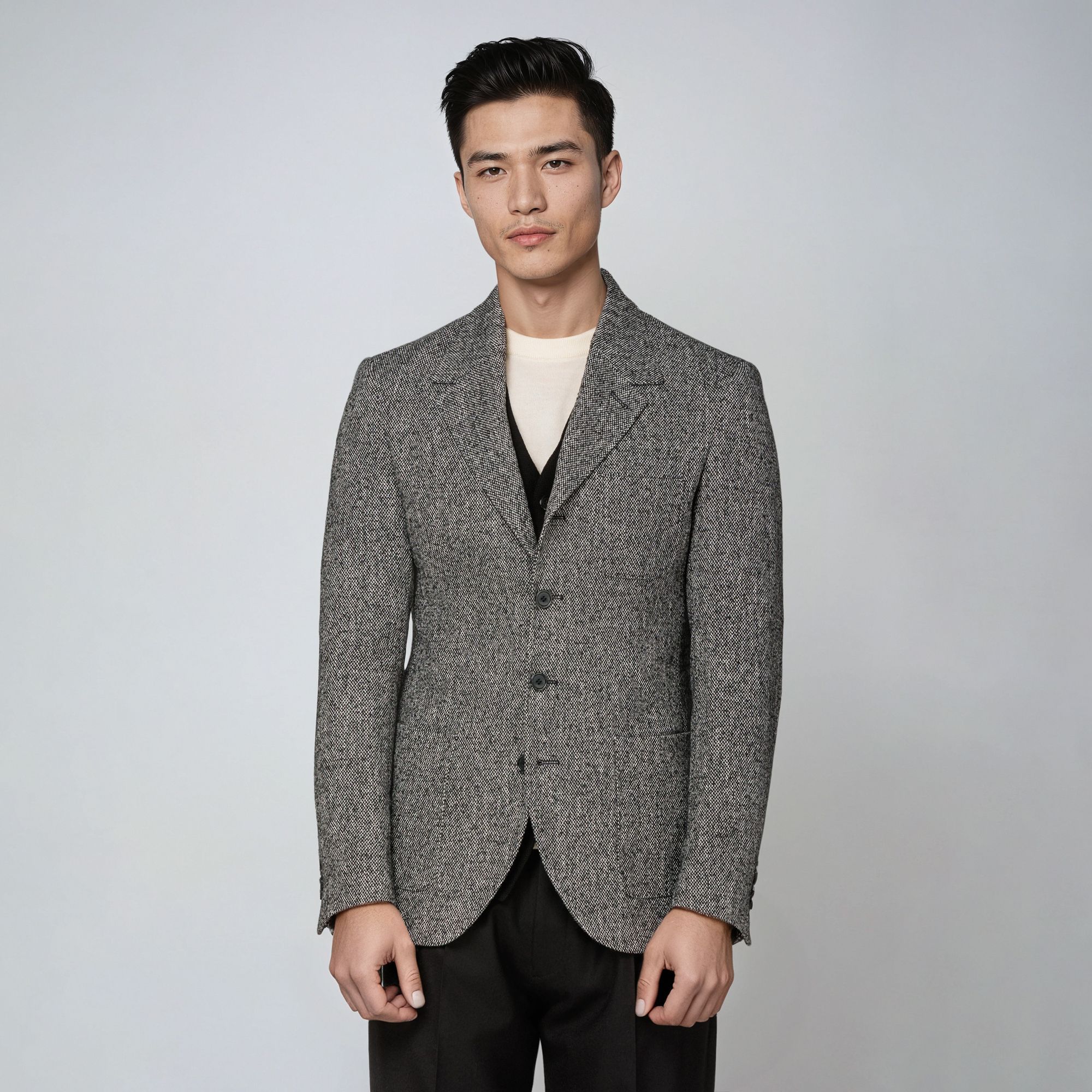 Total Look: Grey Bouclé Jacket – Dual Styling Modern Menswear