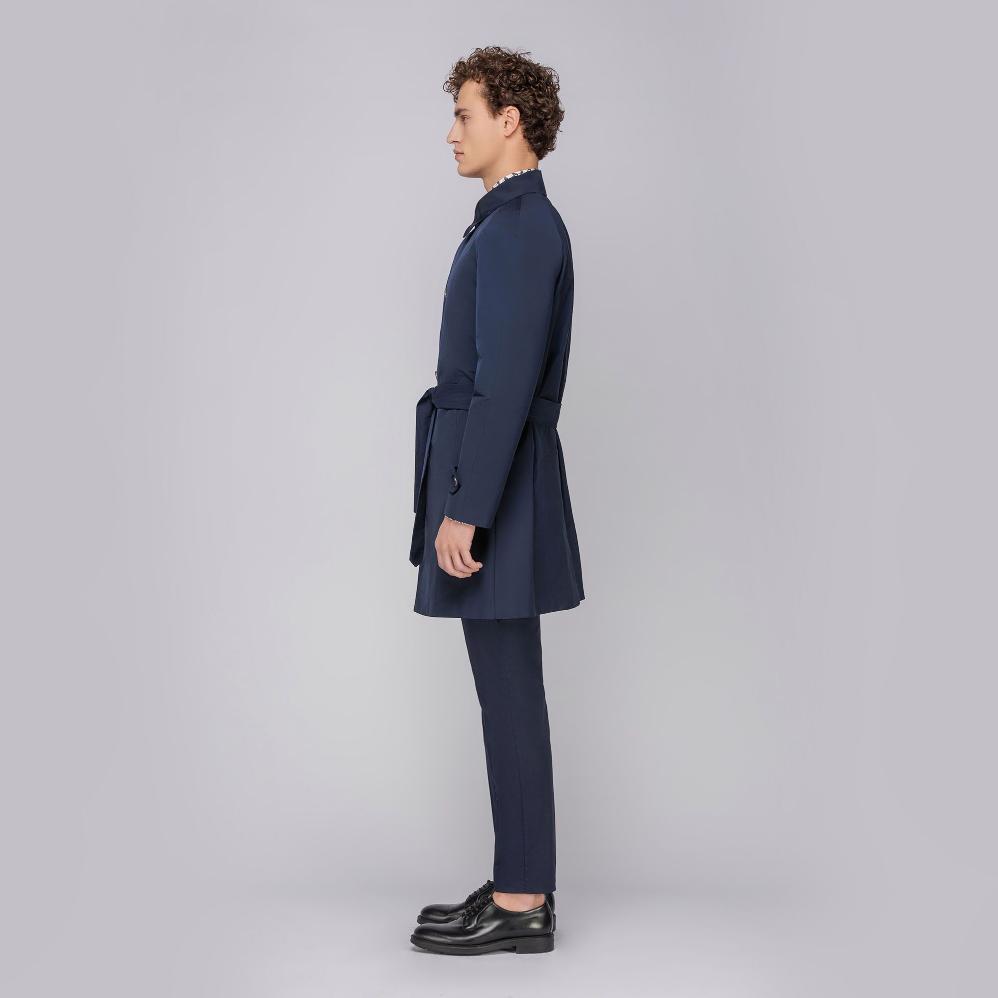 Men's Blue Technical Trench Coat