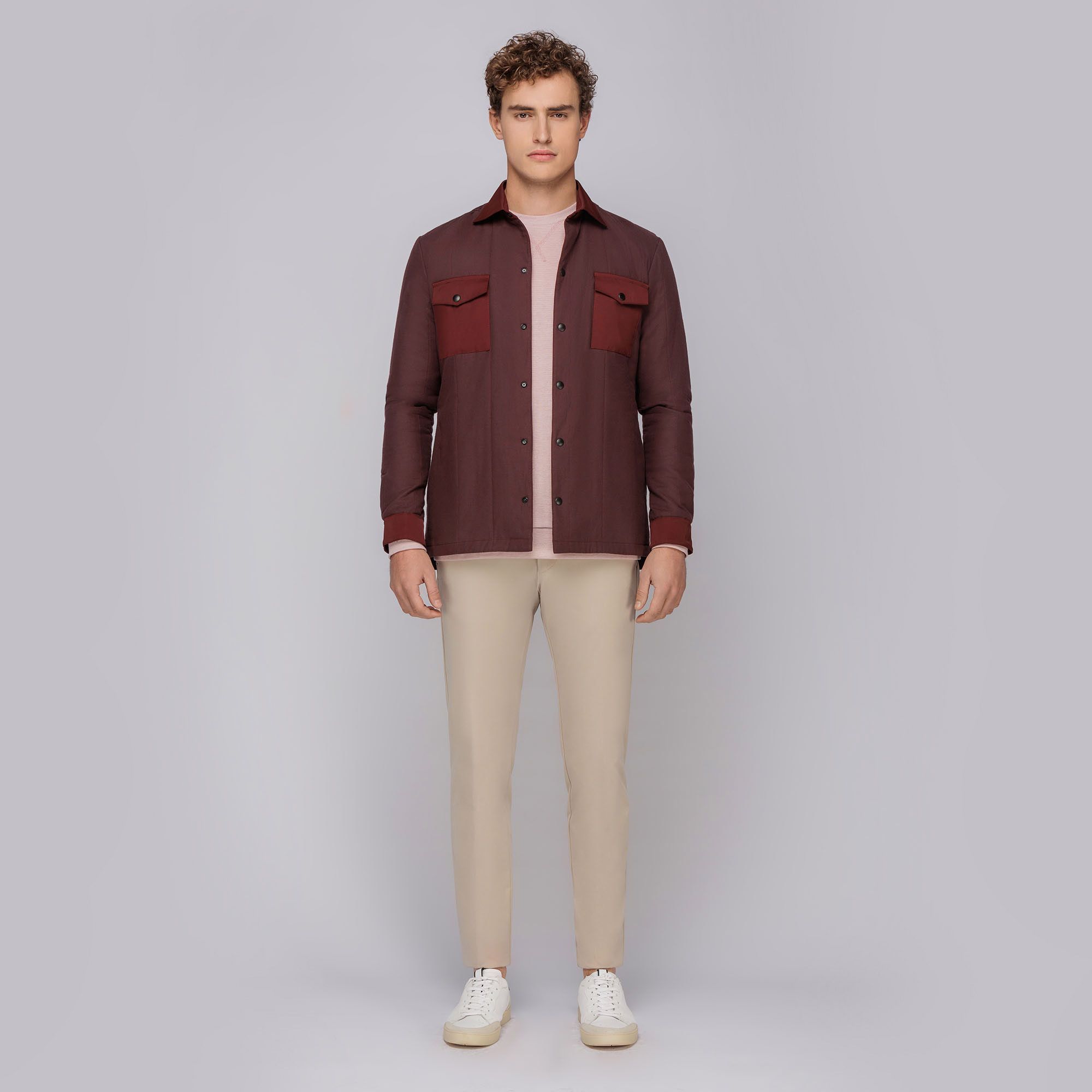 Men's Burgundy Overshirt Jacket