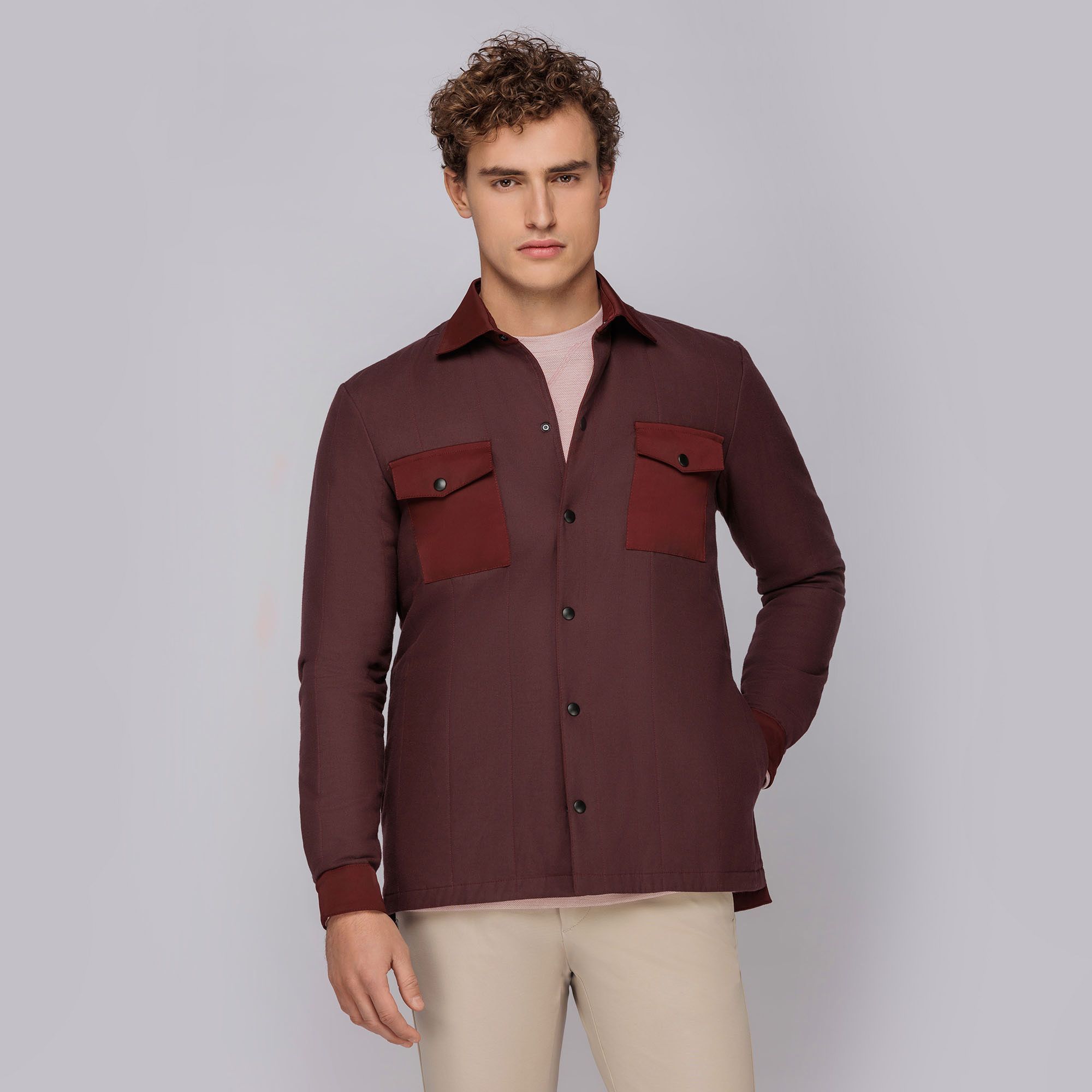 Men's Burgundy Overshirt Jacket