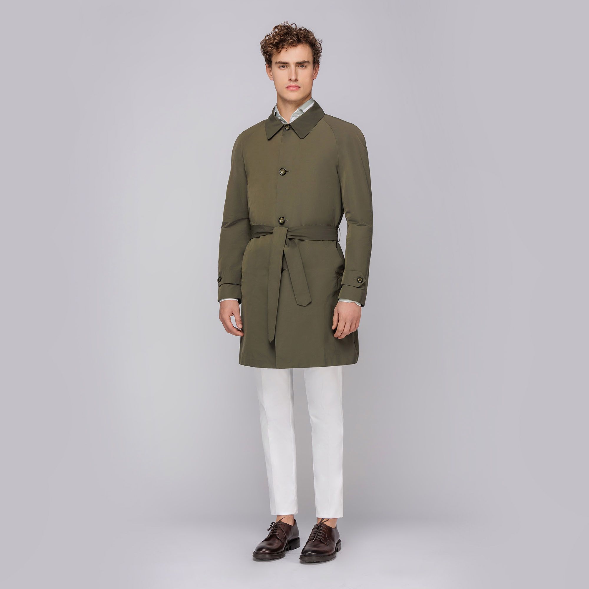 Olive trench coat mens top