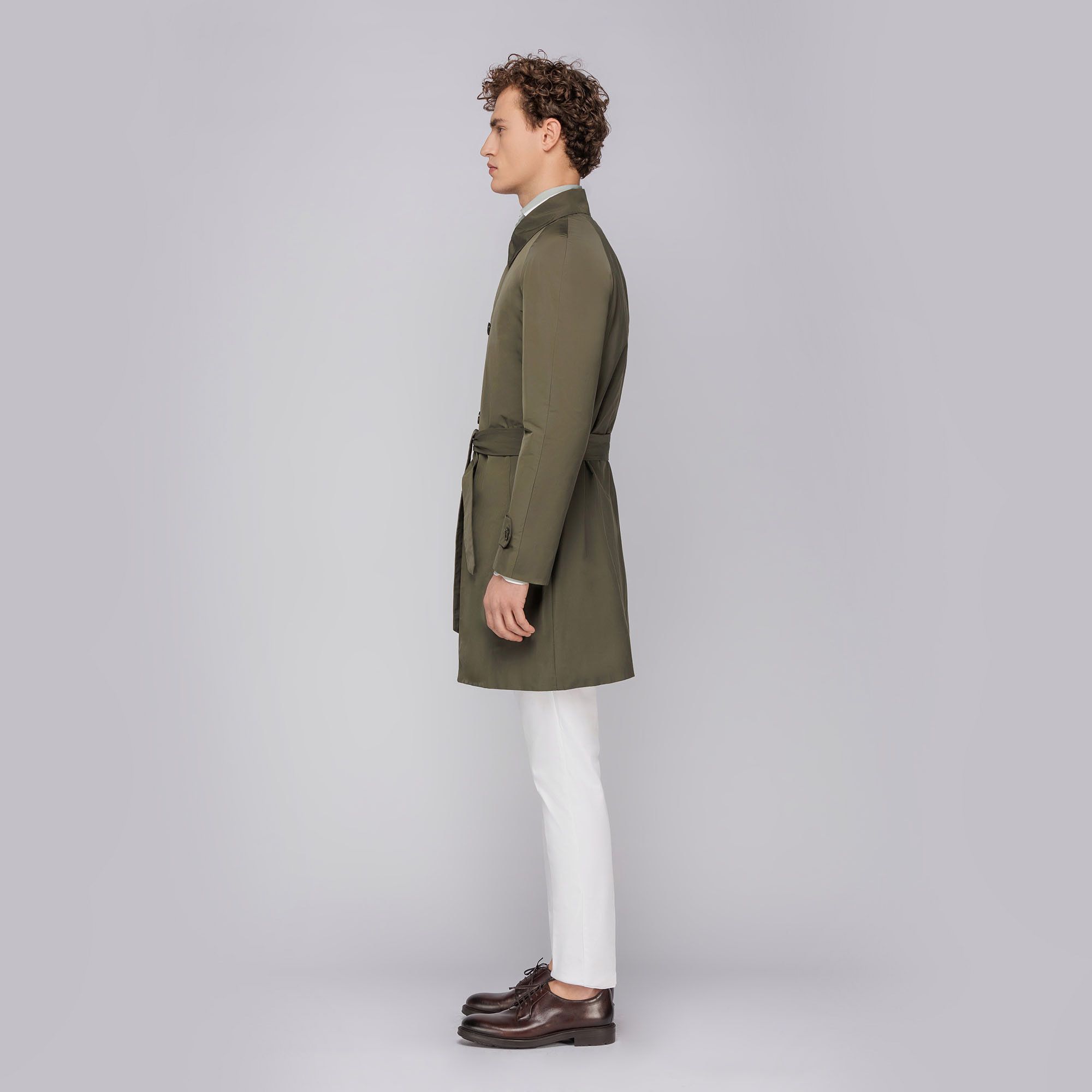 MEN'S OLIVE GREEN TRENCH COAT