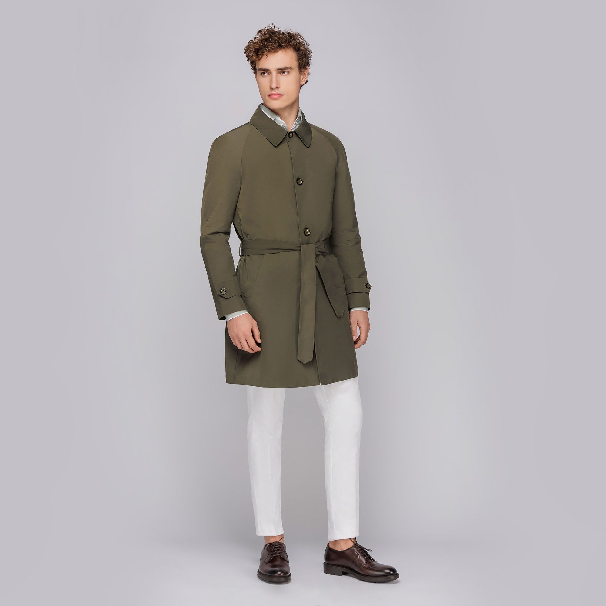 MEN'S OLIVE GREEN TRENCH COAT
