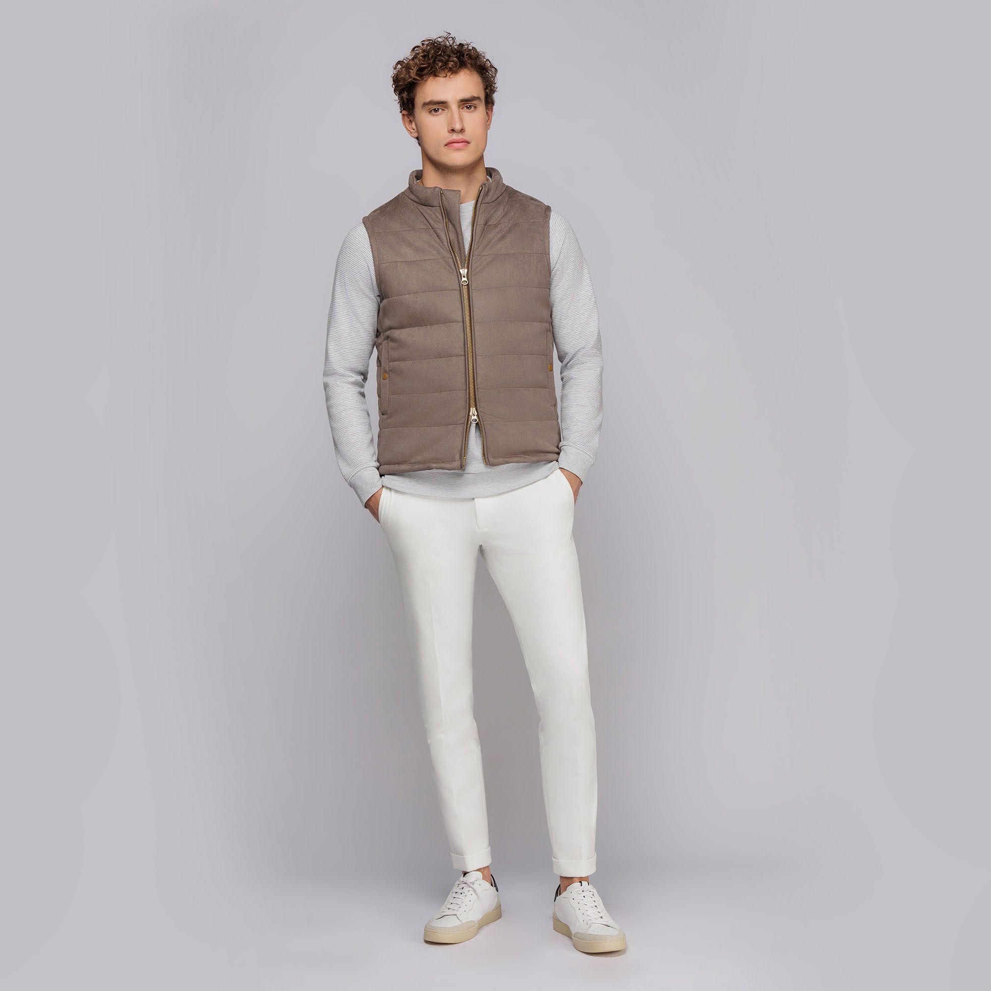 Men's Gray Eco Suede Padded Vest